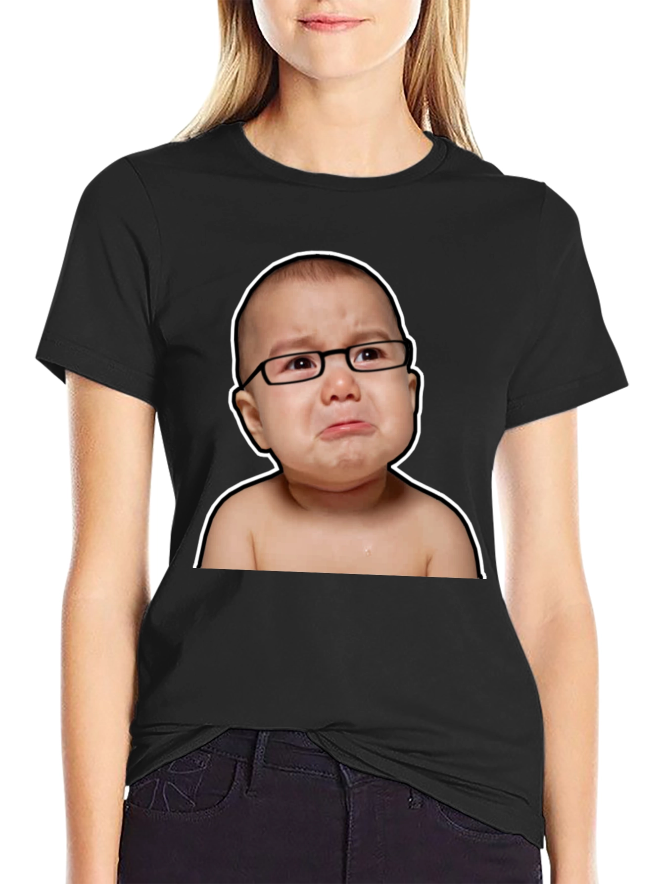 Black Crying Baby Graphic Tee view 2