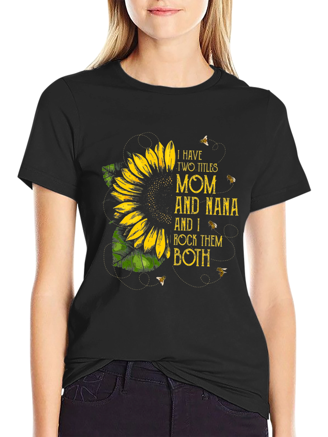 Black Mom and Nana Sunflower Graphic Tee view 2