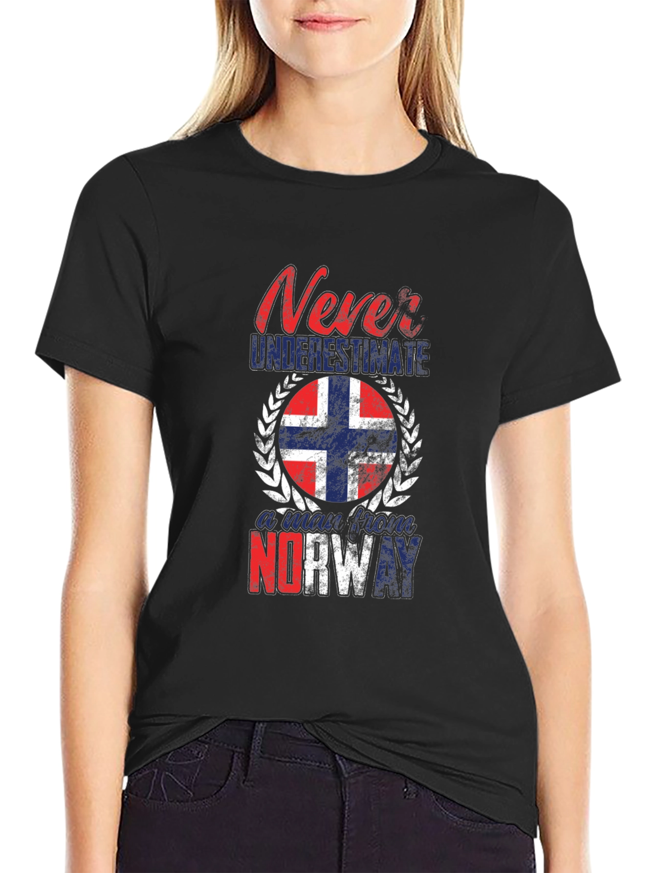Black Never Underestimate Norway T-Shirt view 2