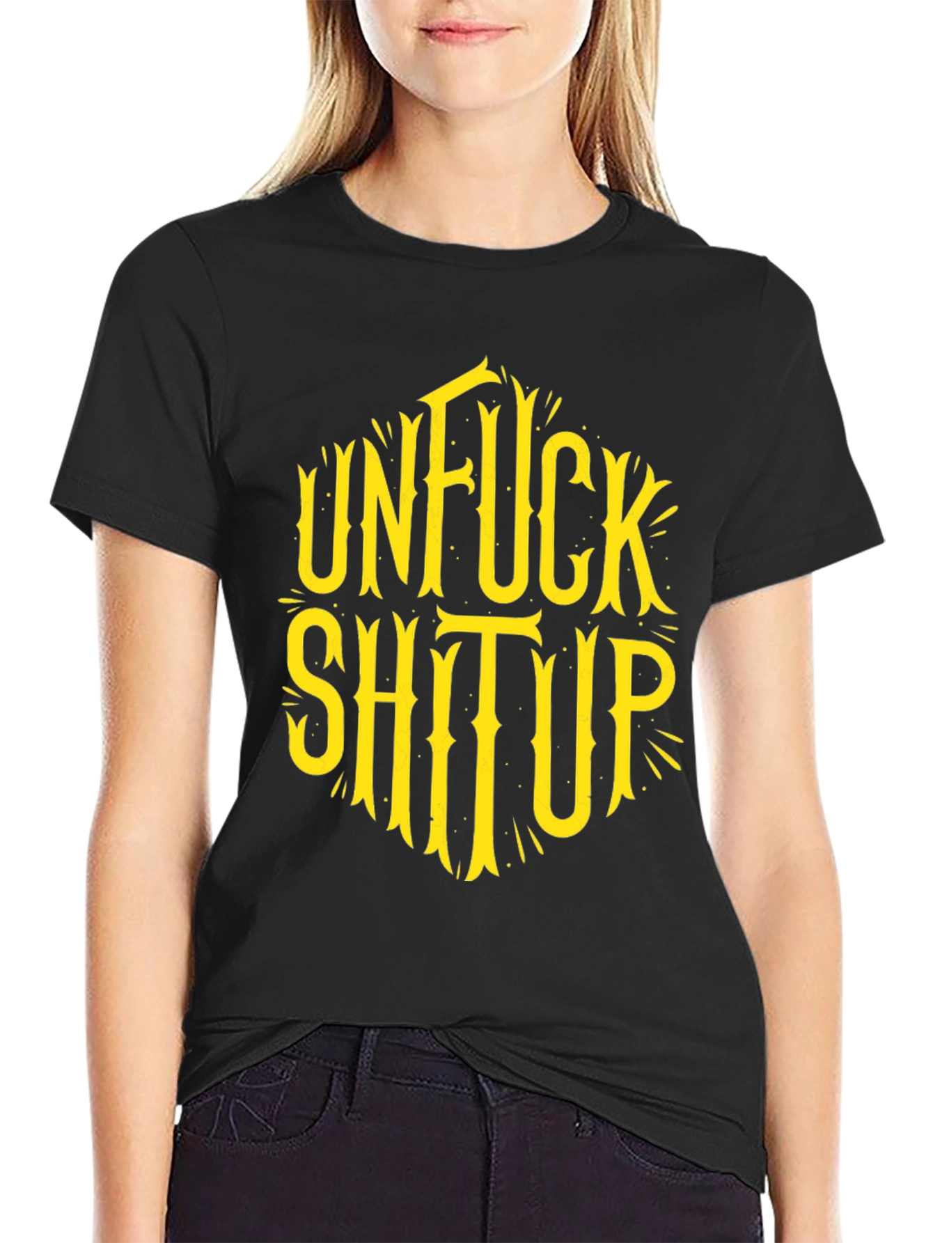 Black Unfuck Shit Up Graphic Tee - Black view 2