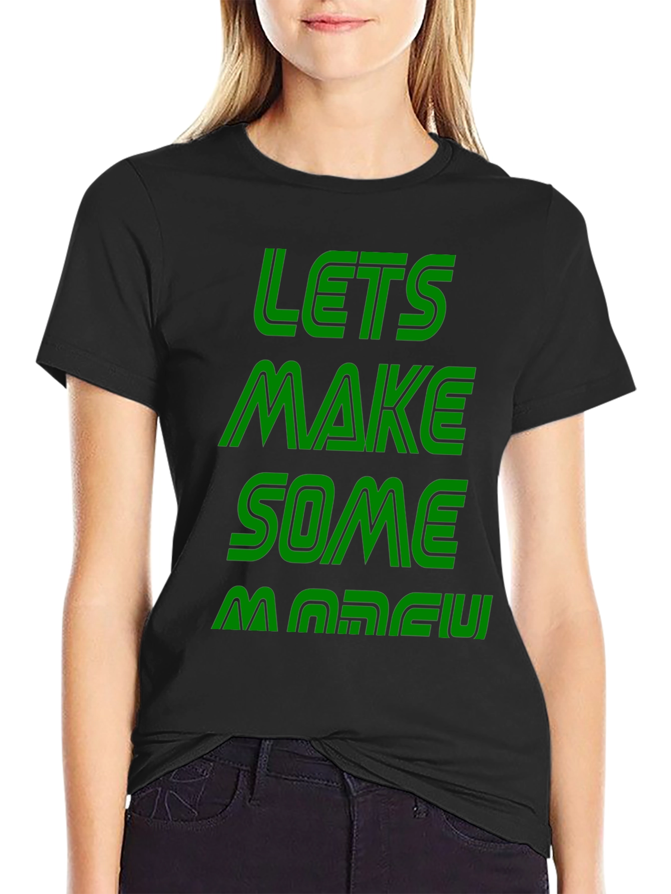 Black Let's Make Some Money Graphic Tee view 2