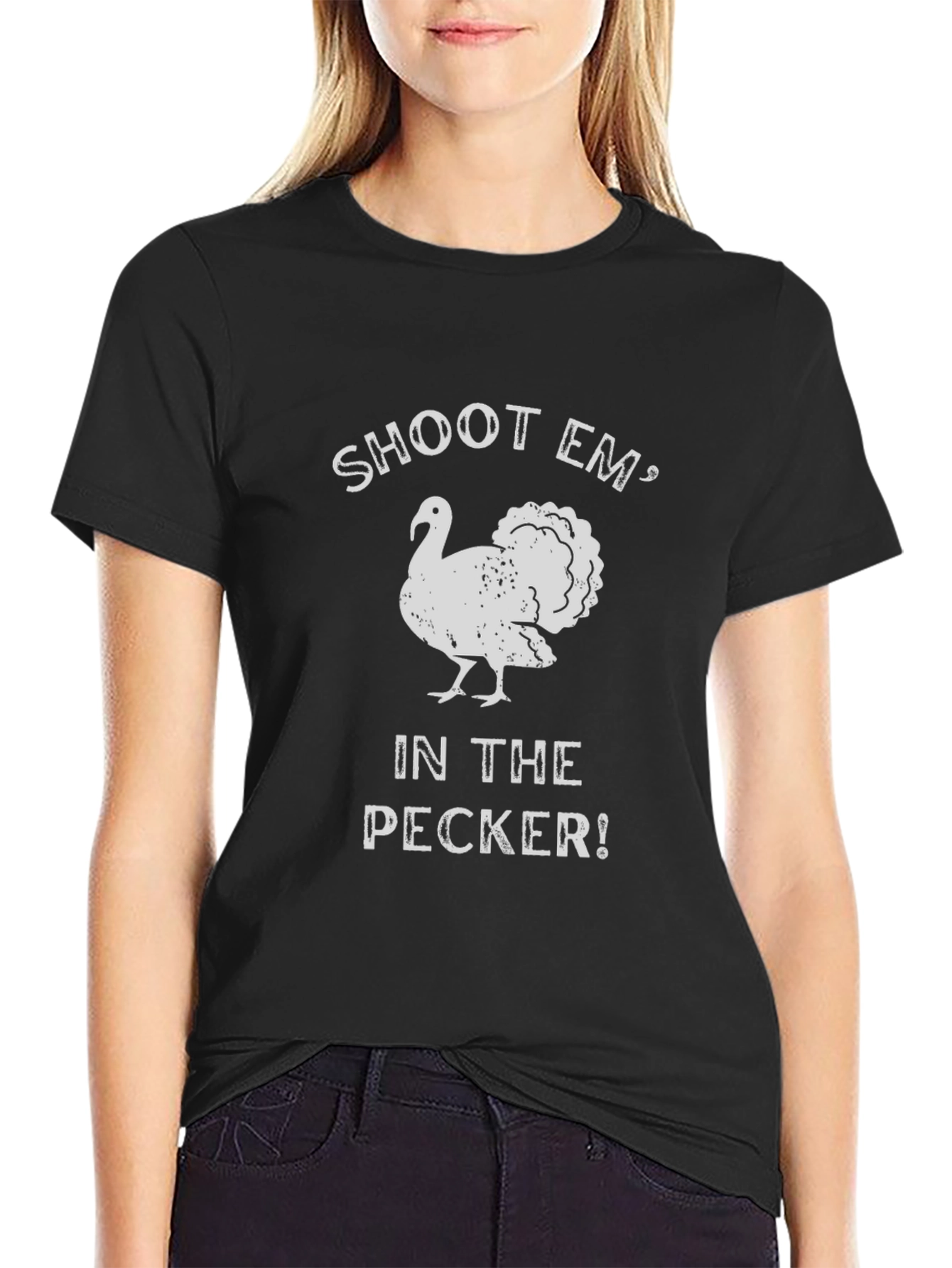 Black Shoot Em' Turkey Humor Graphic Tee view 2