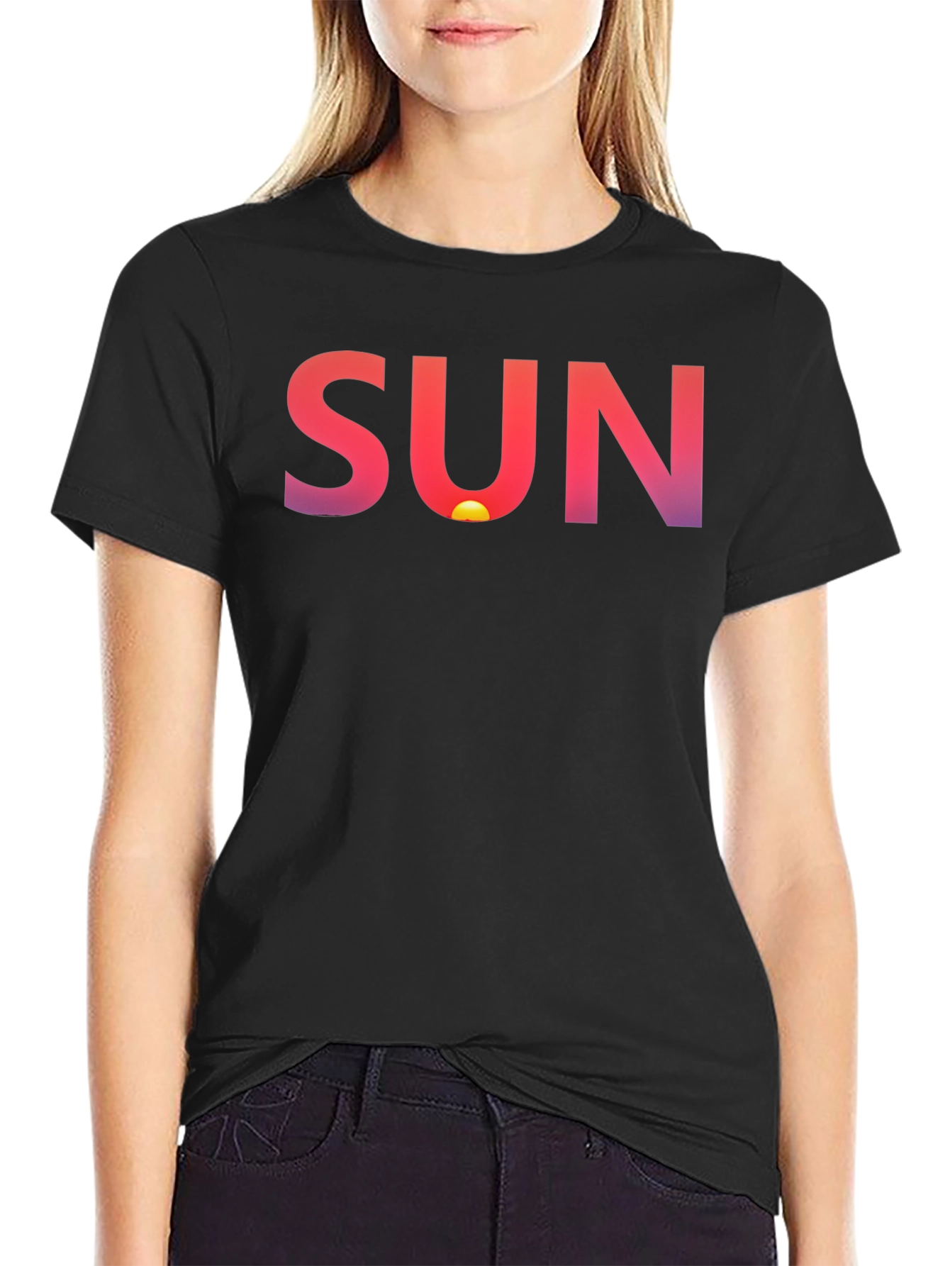 Black Sunset Graphic Tee - Soft Cotton Blend, Casual Style view 2