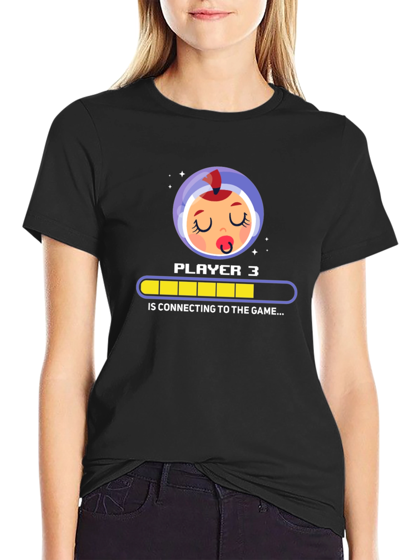 Black Player 3 Baby Gamer T-Shirt - Connecting... view 2