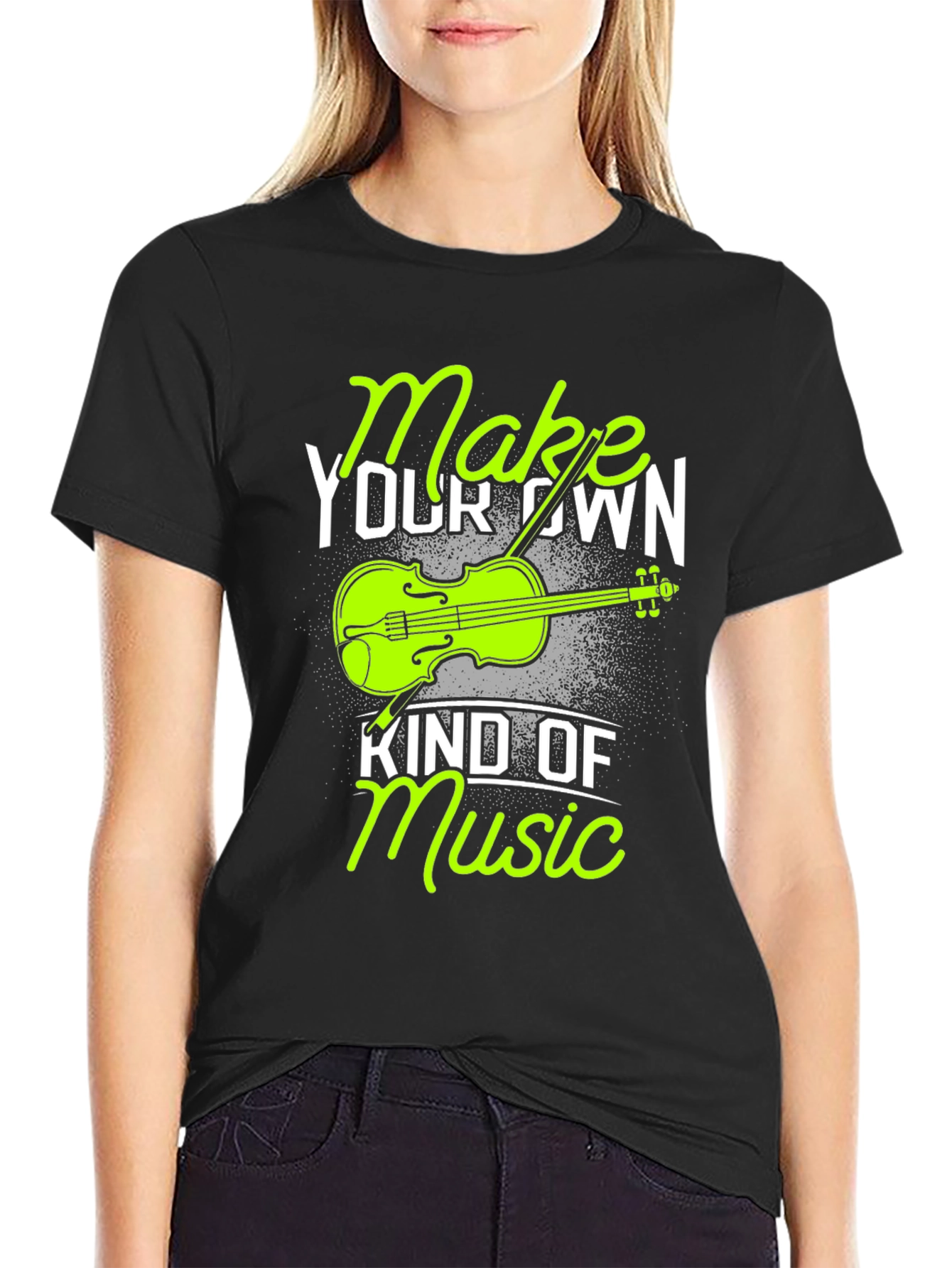 Black Make Your Own Kind of Music T-Shirt - Violin Graphic Tee view 2