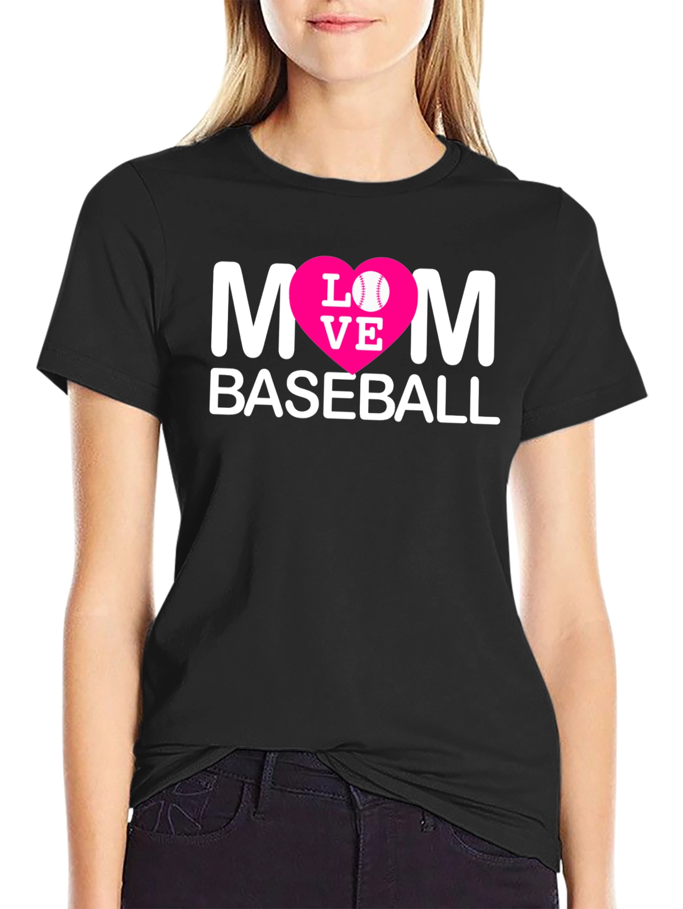 Black Mom Baseball T-Shirt - Love Design view 2
