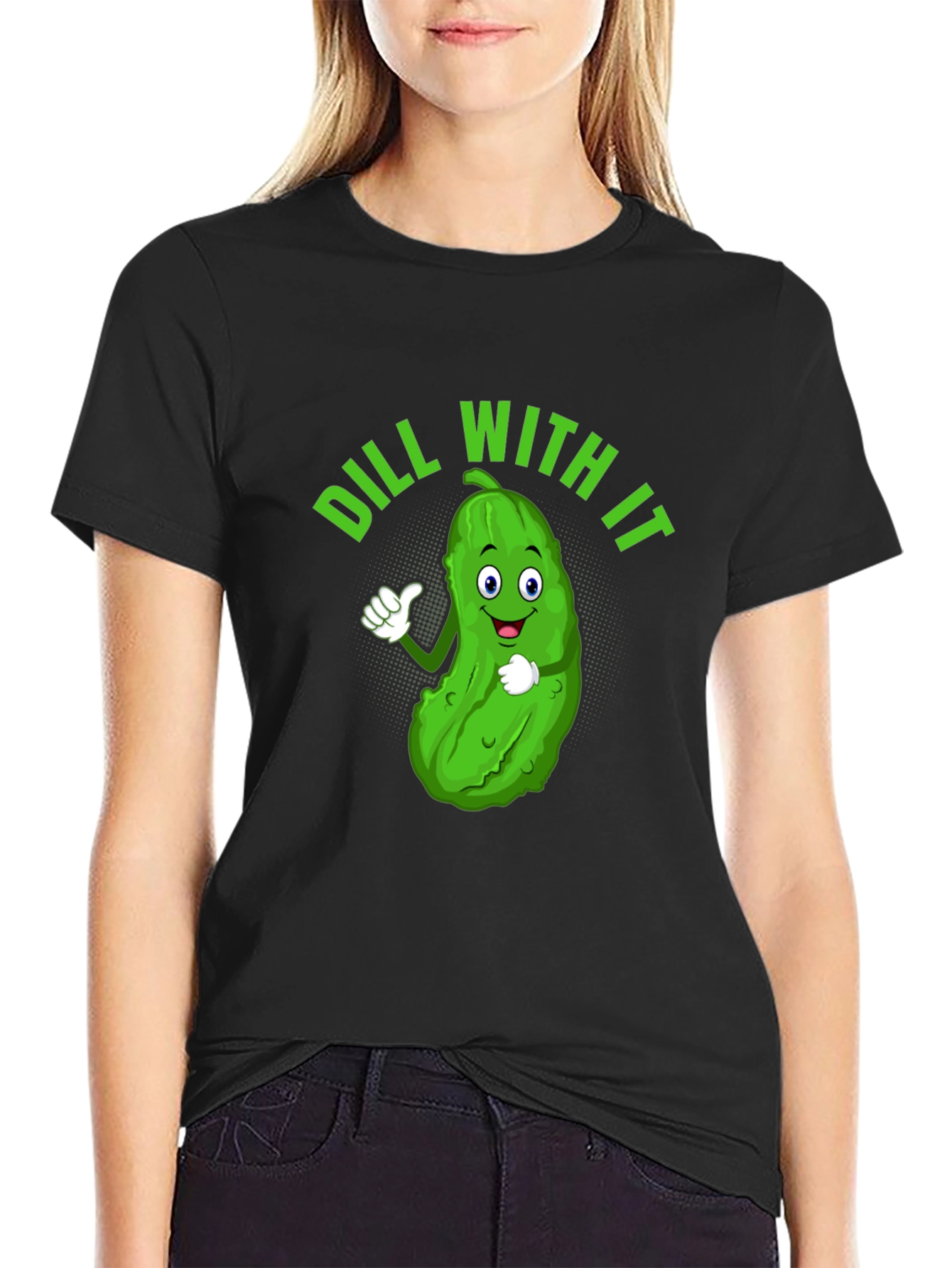 Black Dill With It Funny Pickle Graphic Tee view 2