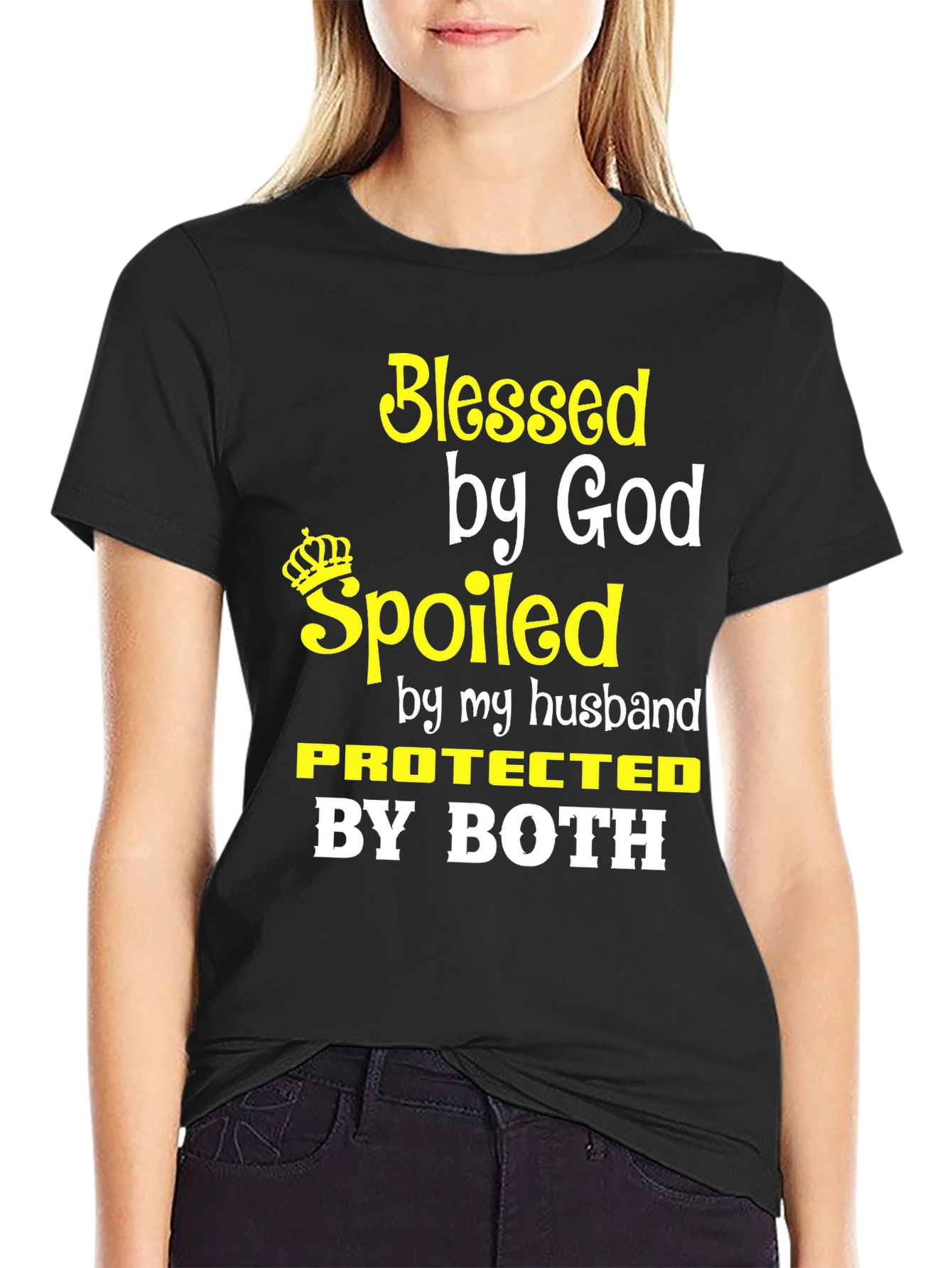 Black Blessed Spoiled Protected T-Shirt view 2
