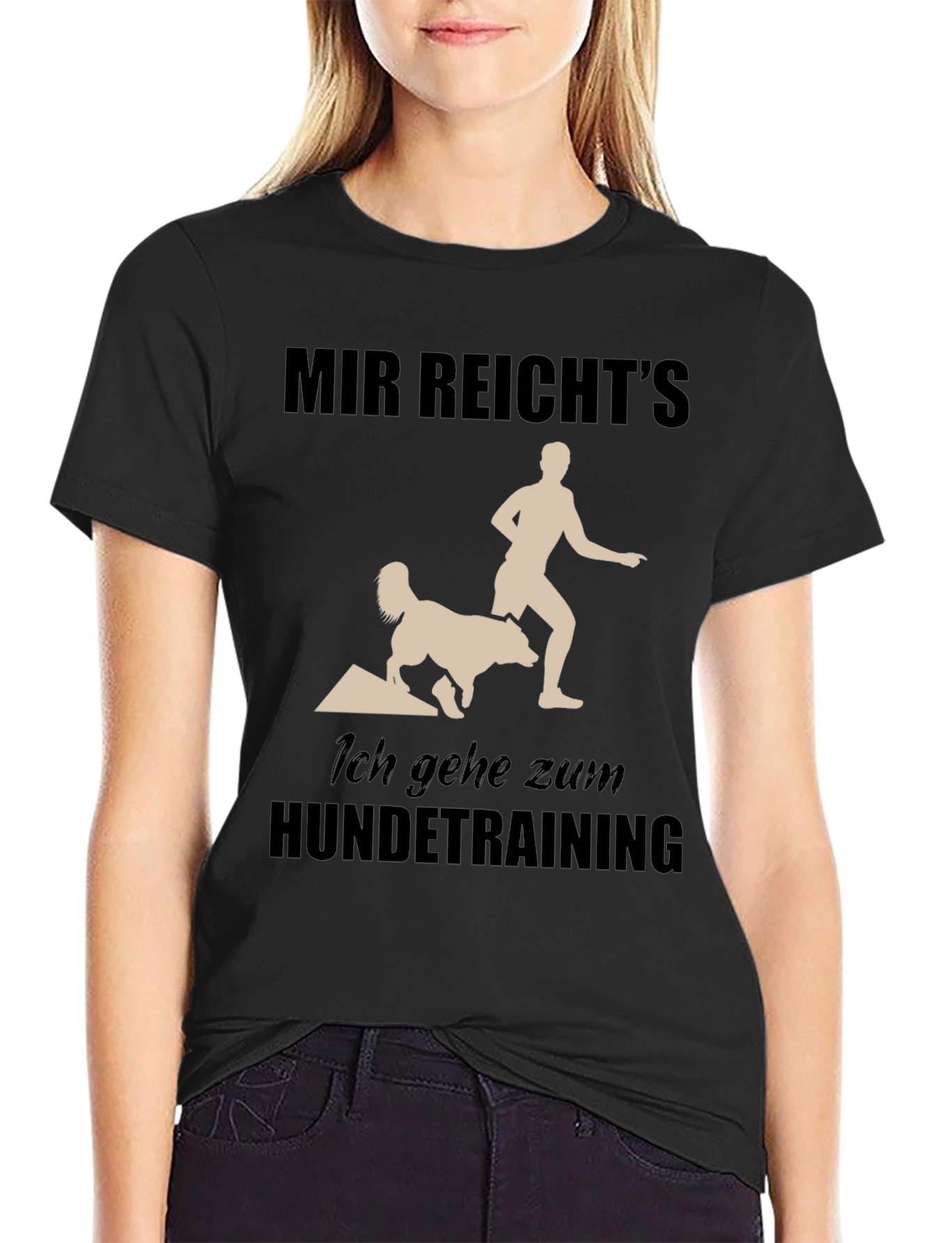 Black Dog Training T-Shirt: Funny German Saying view 2