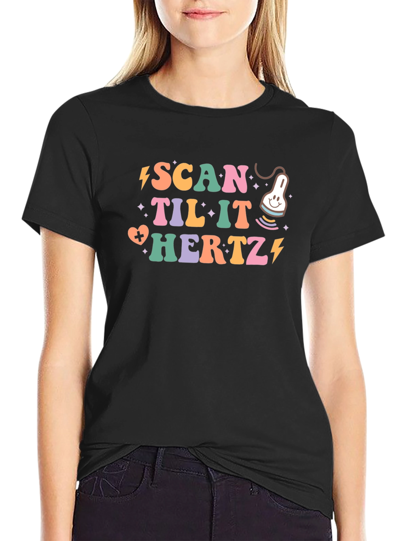 Black Scan Til It Hertz Ultrasound T-Shirt view 2