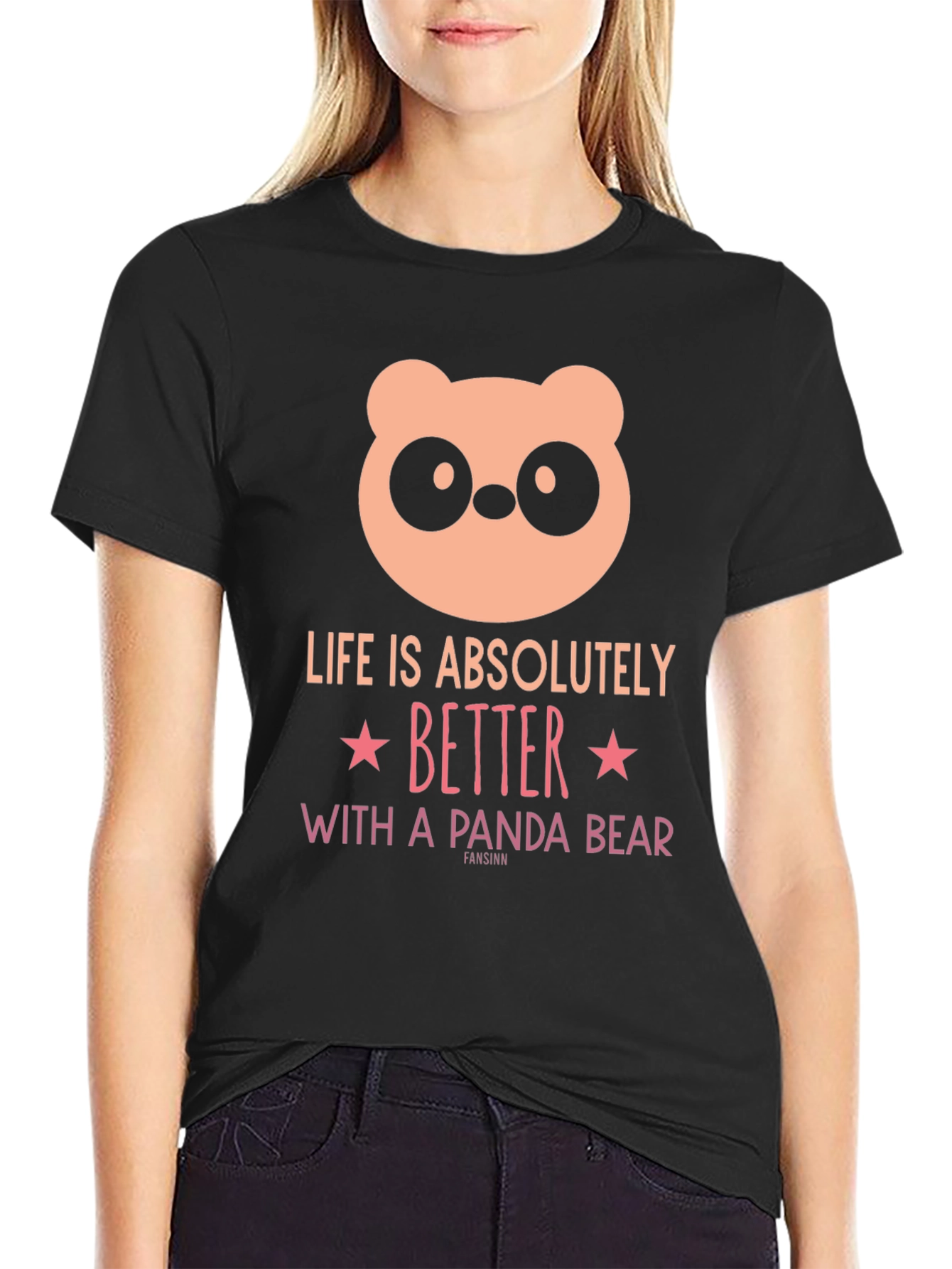 Black Panda Bear Graphic Tee - Life is Better view 2