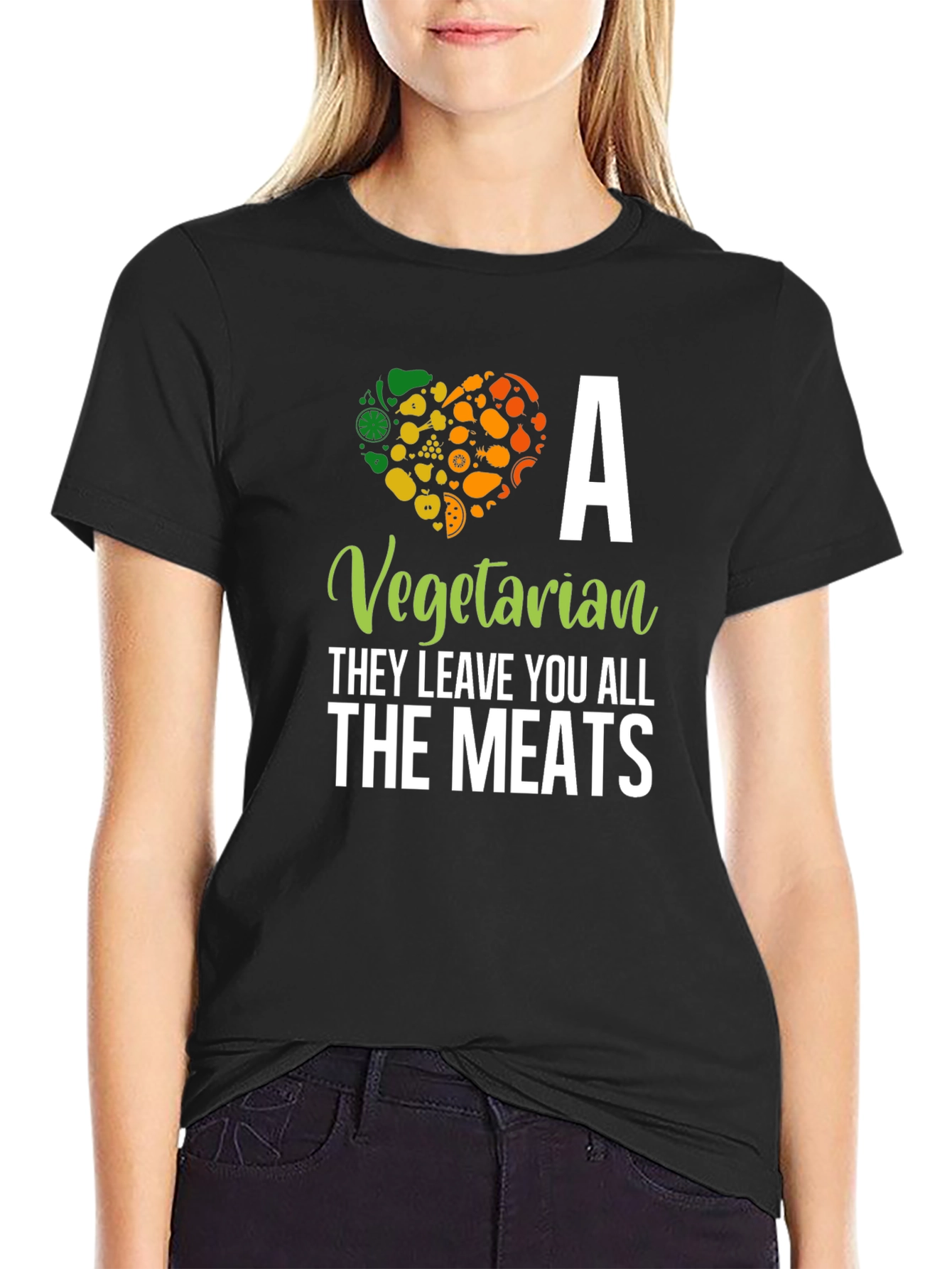 Black Vegetarian T-Shirt: They Leave You All The Meats! view 2