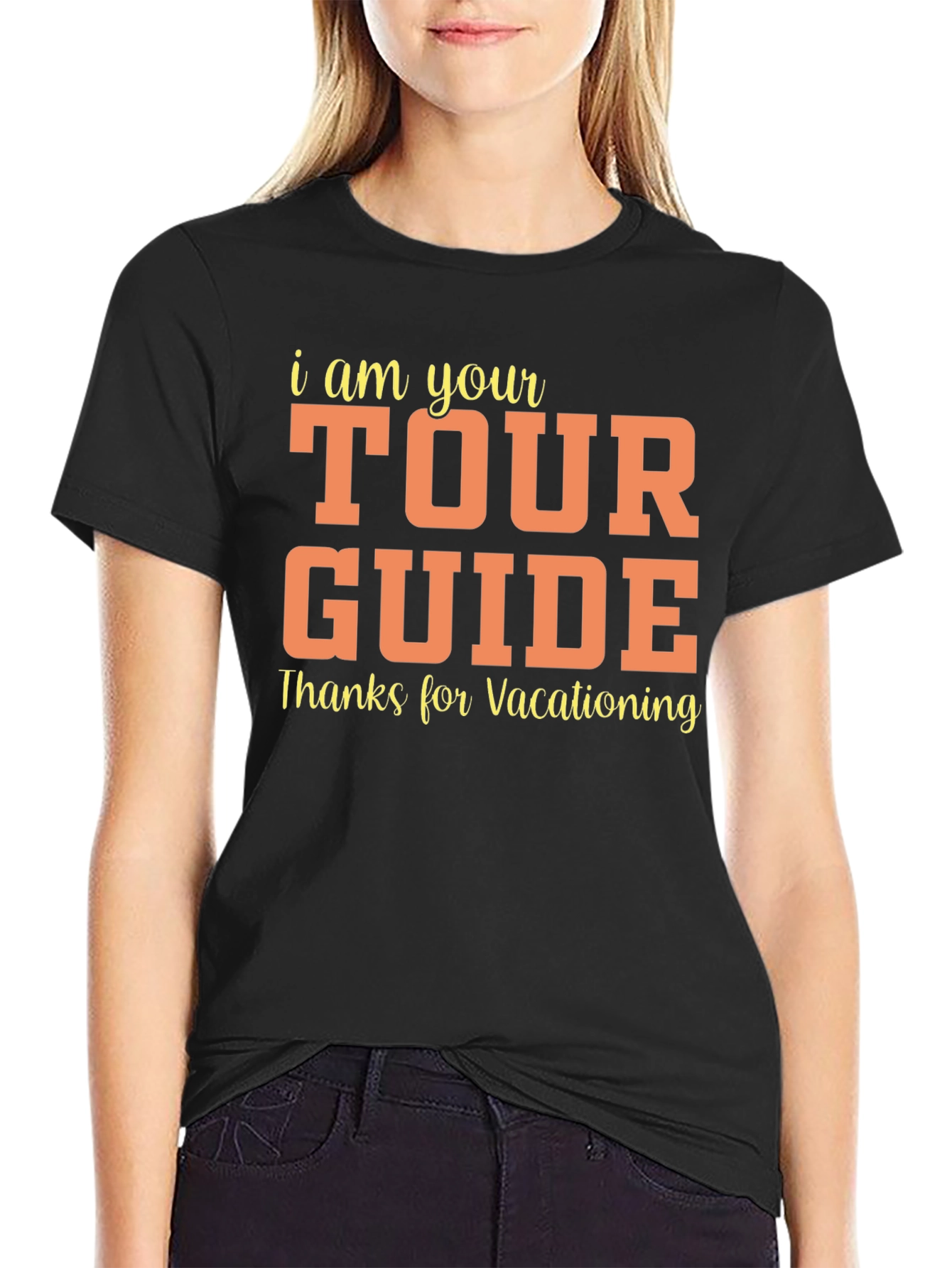 Black Tour Guide Vacationing Tee view 2