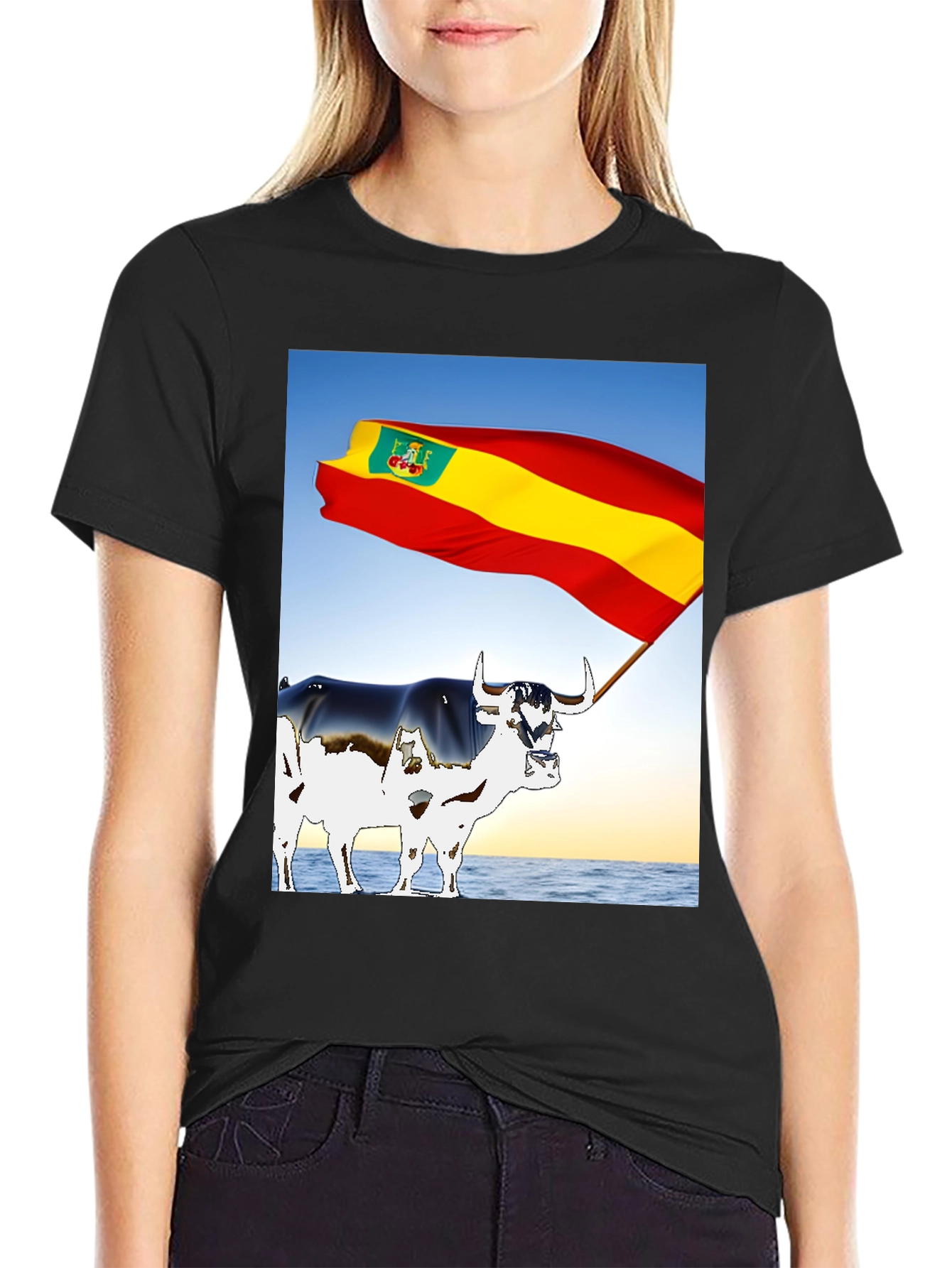 Black Spanish Bull Flag Graphic Tee view 2