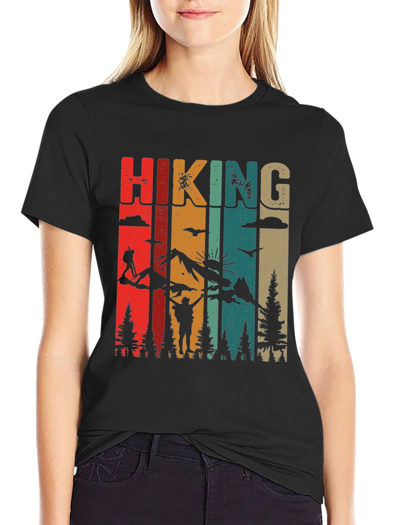 Black Retro Hiking Adventure T-Shirt view 2
