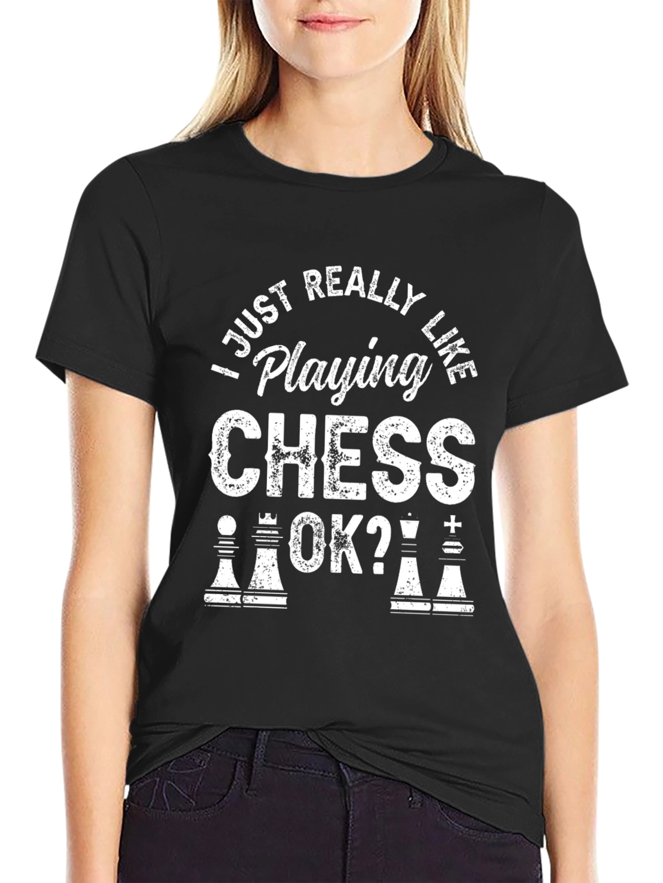 Black Chess Lover Graphic T-Shirt - "I Just Really Like Playing Chess, OK?" view 2