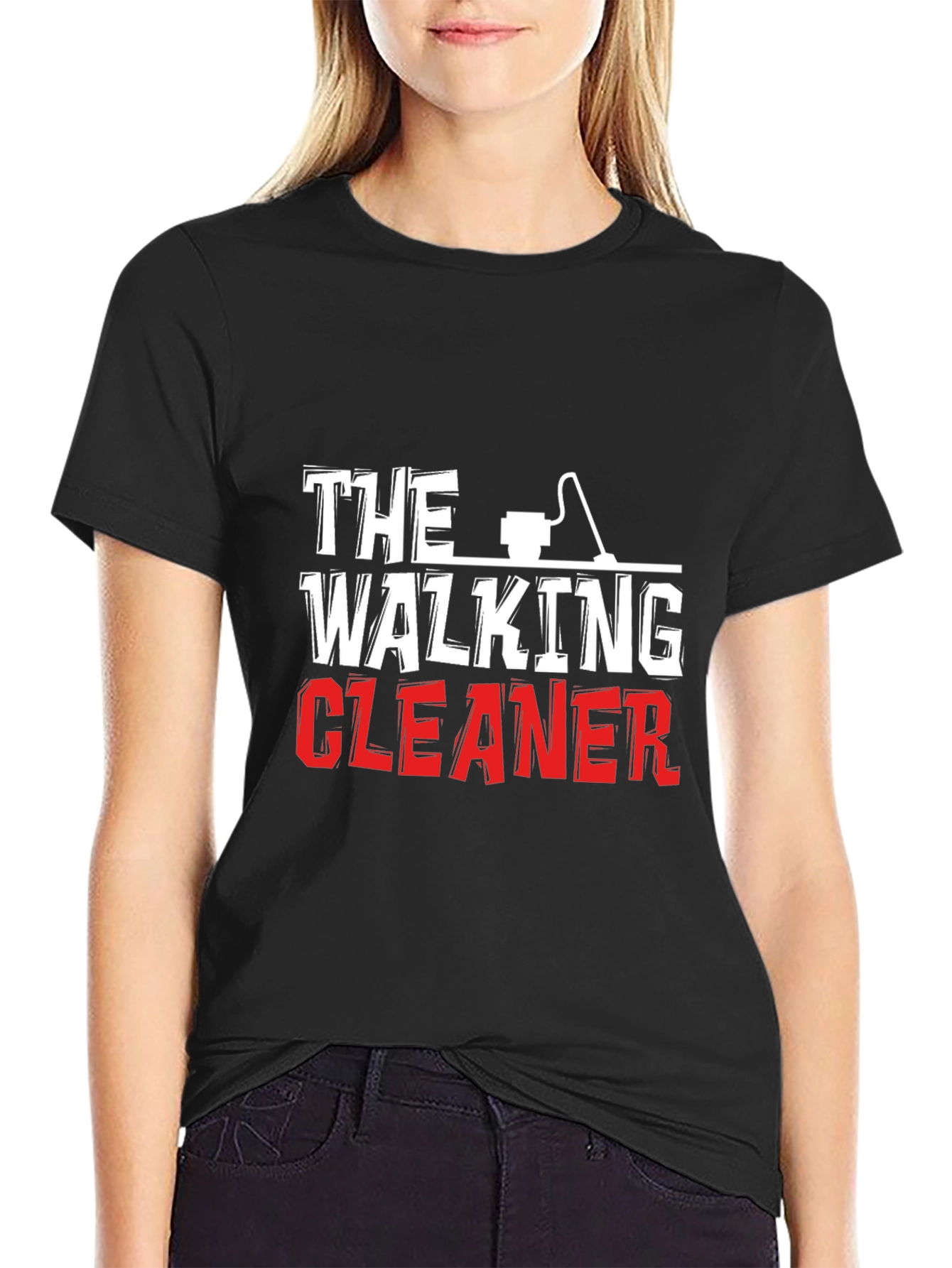 Black The Walking Cleaner Graphic T-Shirt view 2