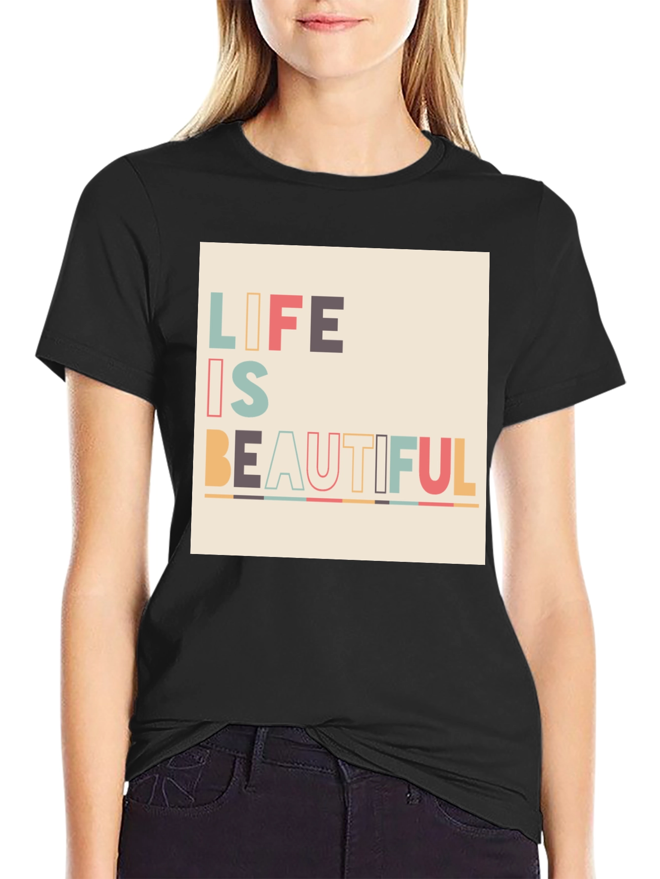 Black Life is Beautiful Graphic Tee - Black view 2