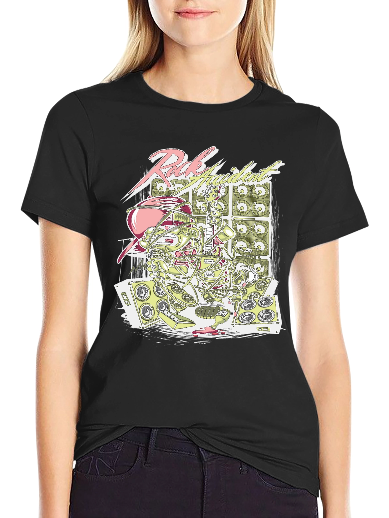 Black Rock Accident T-Shirt - Bold Graphic Tee view 2