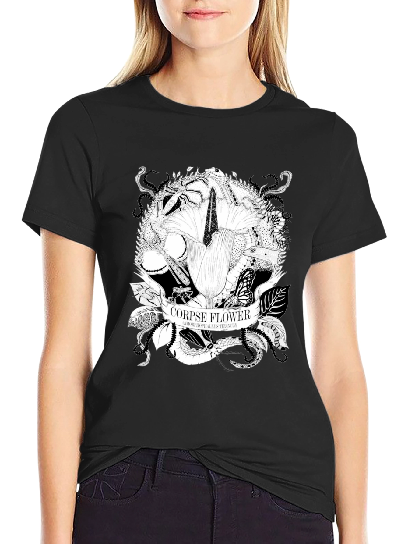 Black Corpse Flower Graphic Tee - Black T-Shirt view 2