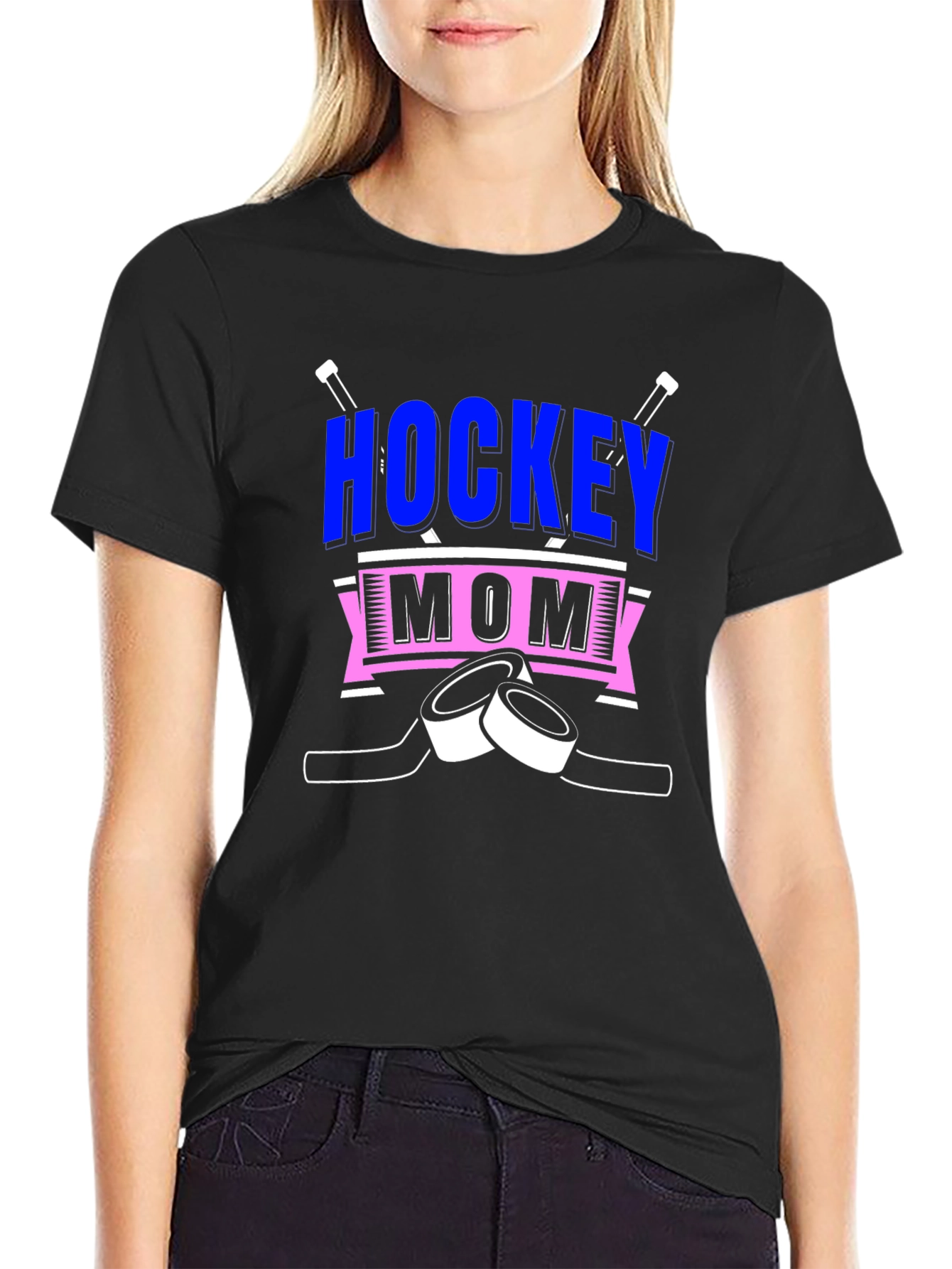 Black Hockey Mom Graphic Tee view 2