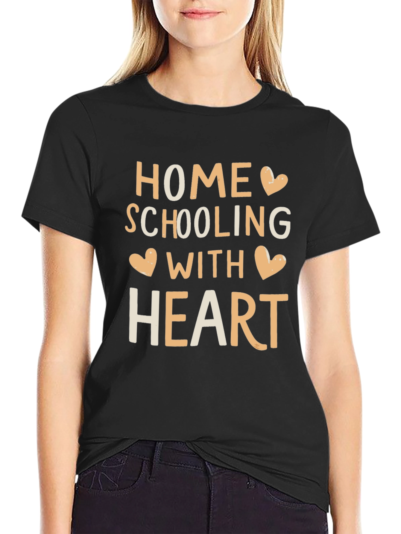 Black Homeschooling With Heart T-Shirt view 2