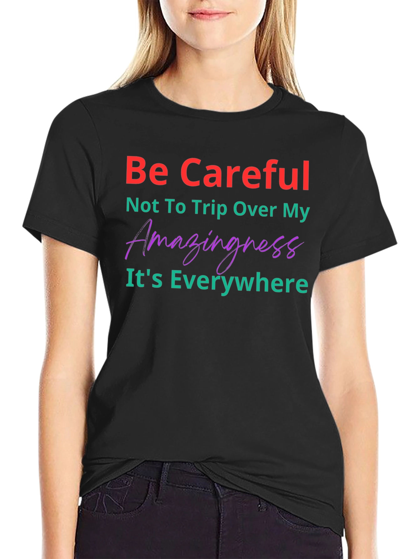Black Be Careful Amazingness Graphic Tee view 2