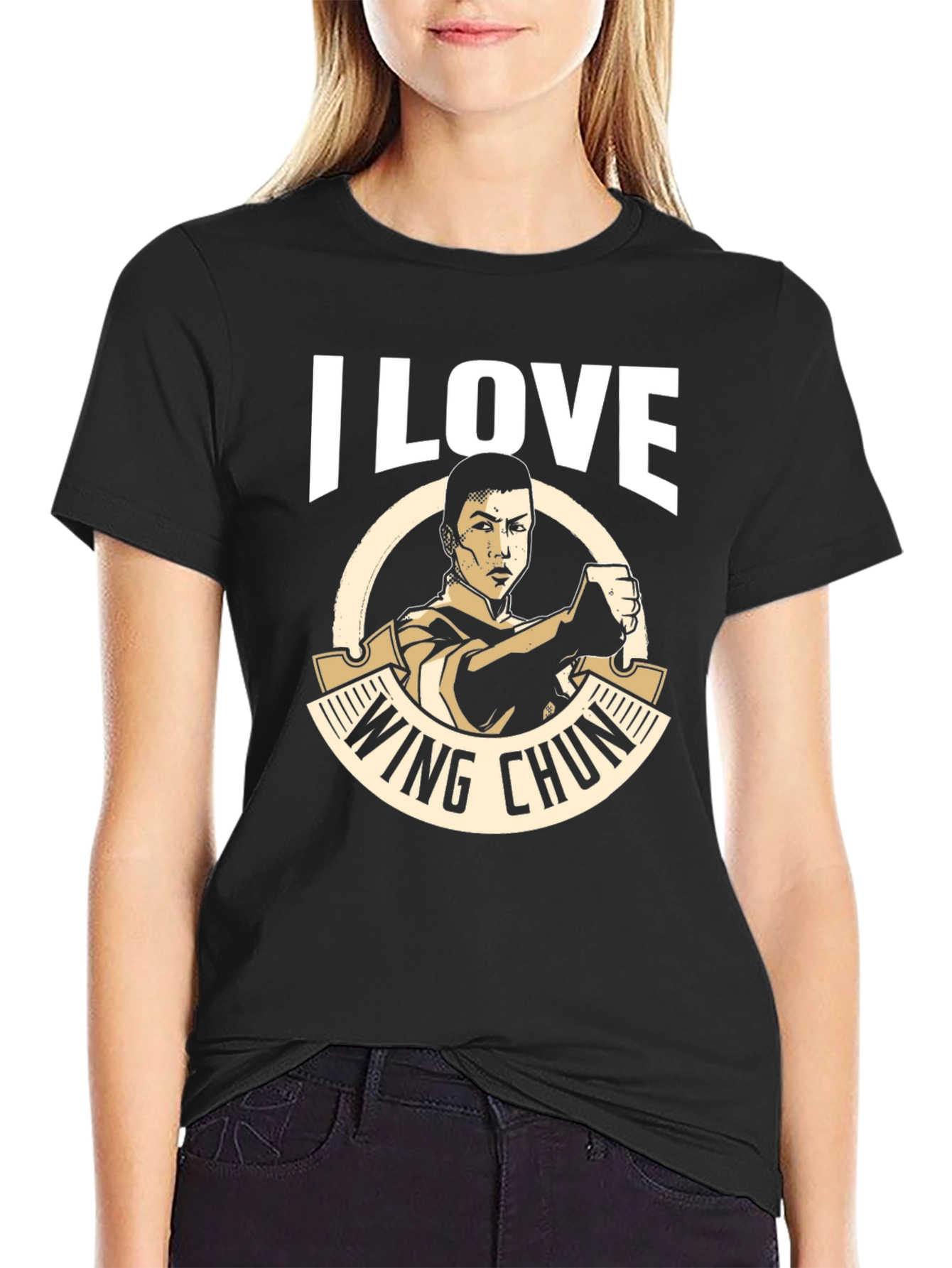 Black I Love Wing Chun Martial Arts T-Shirt view 2