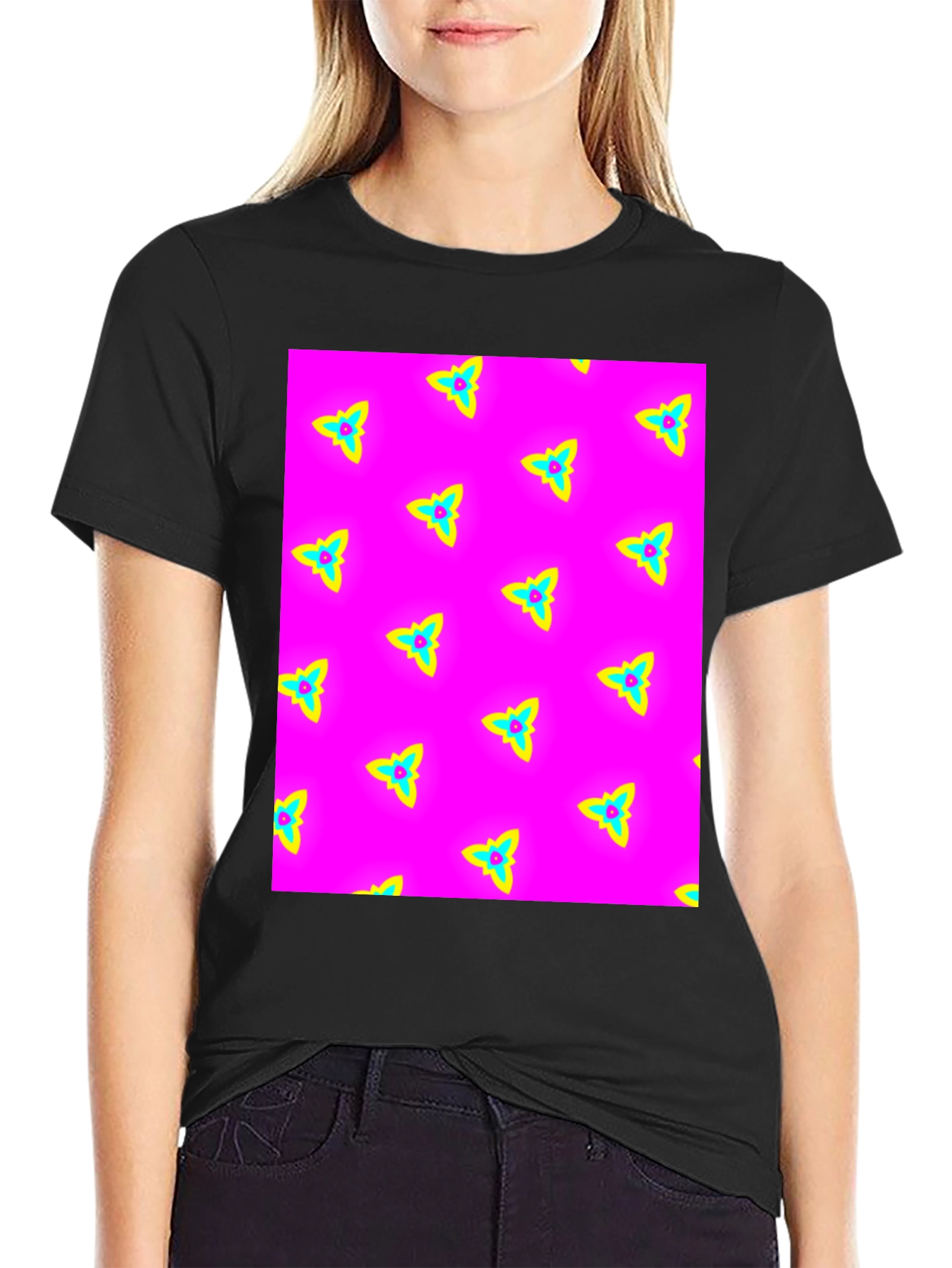 Black Vibrant Pattern Tee view 2