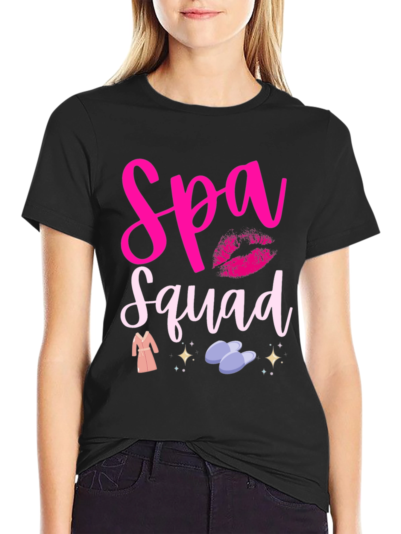 Black Spa Squad Graphic Tee - Relax in Style view 2