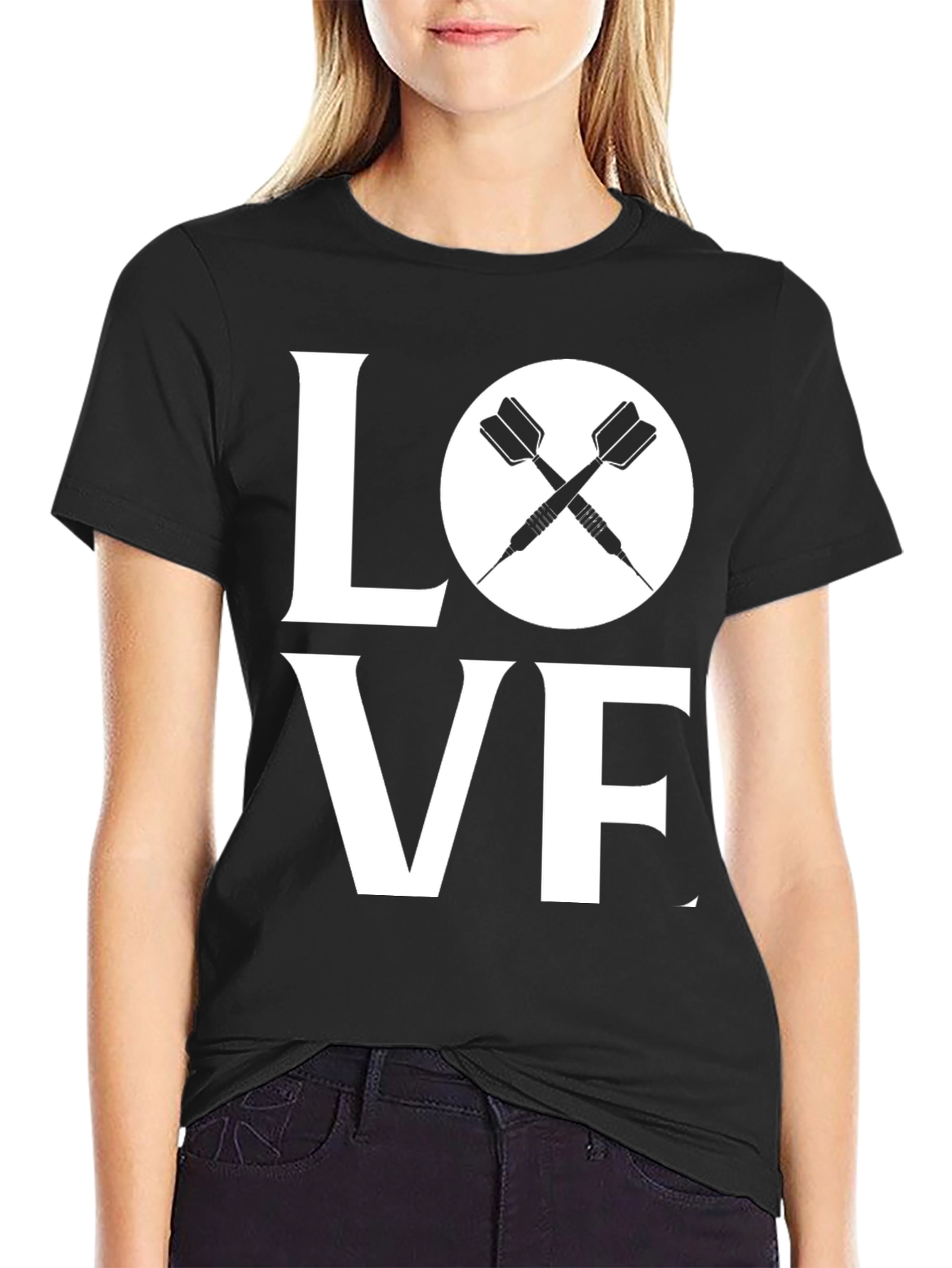Black Love Darts Graphic Tee - Unisex Black T-Shirt view 2
