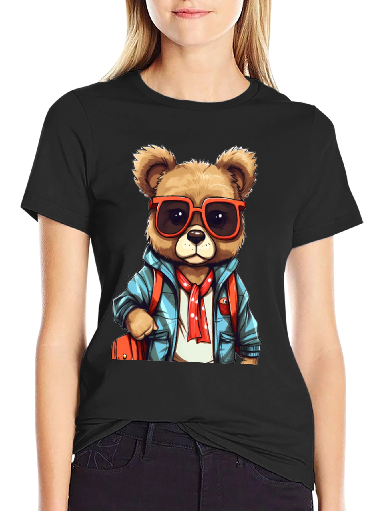 Black Bear with Sunglasses T-Shirt view 2