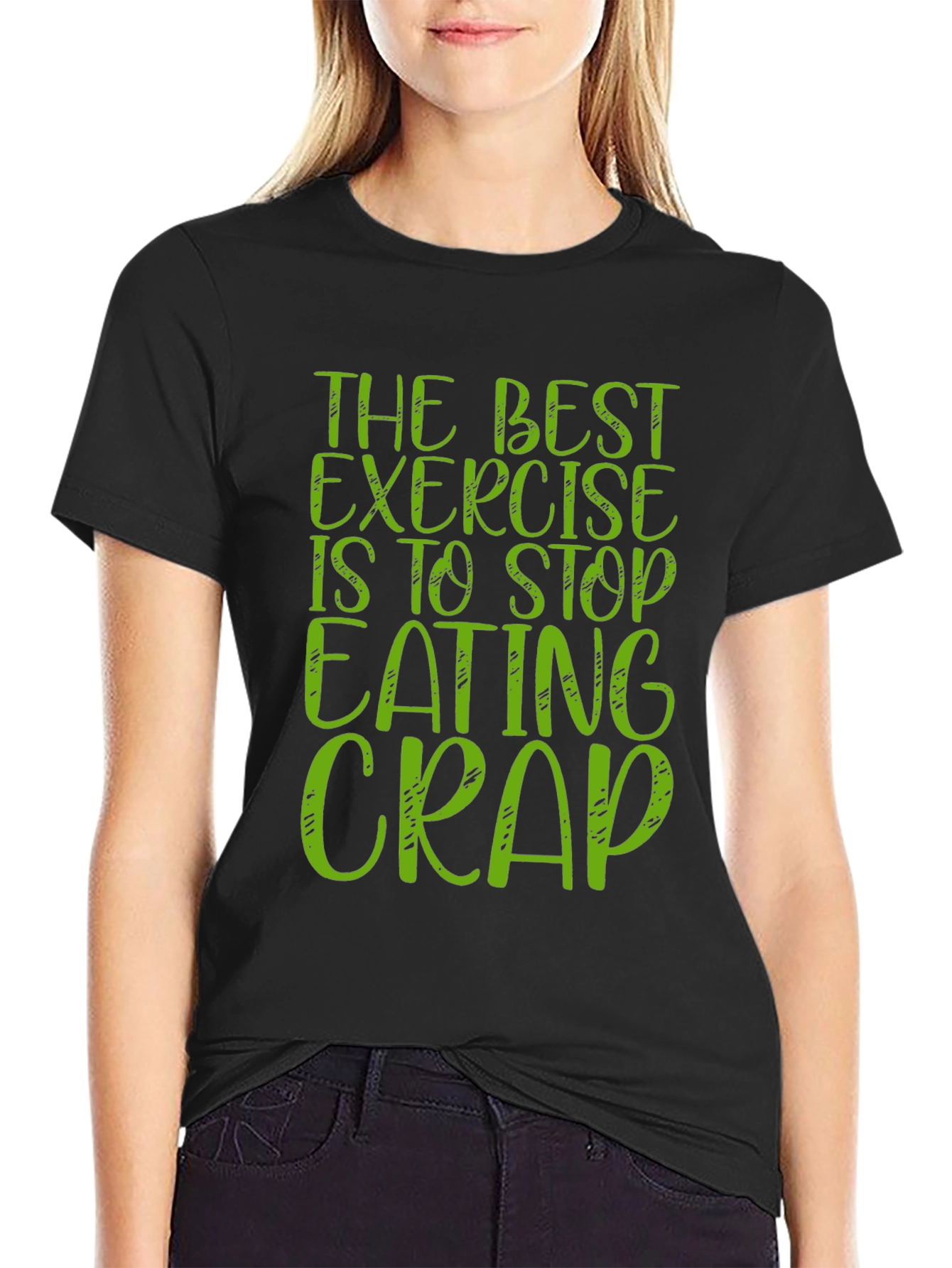 Black Funny Exercise T-Shirt Stop Eating Crap view 2