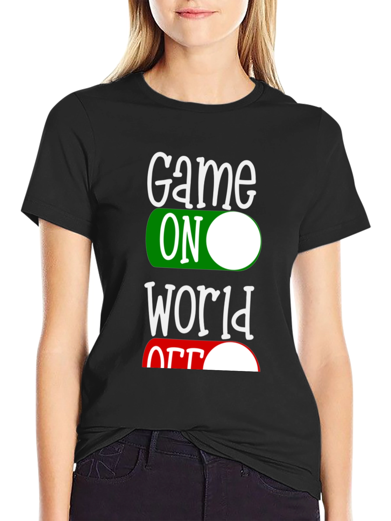 Black Game On World Off T-Shirt, Black, Mens view 2