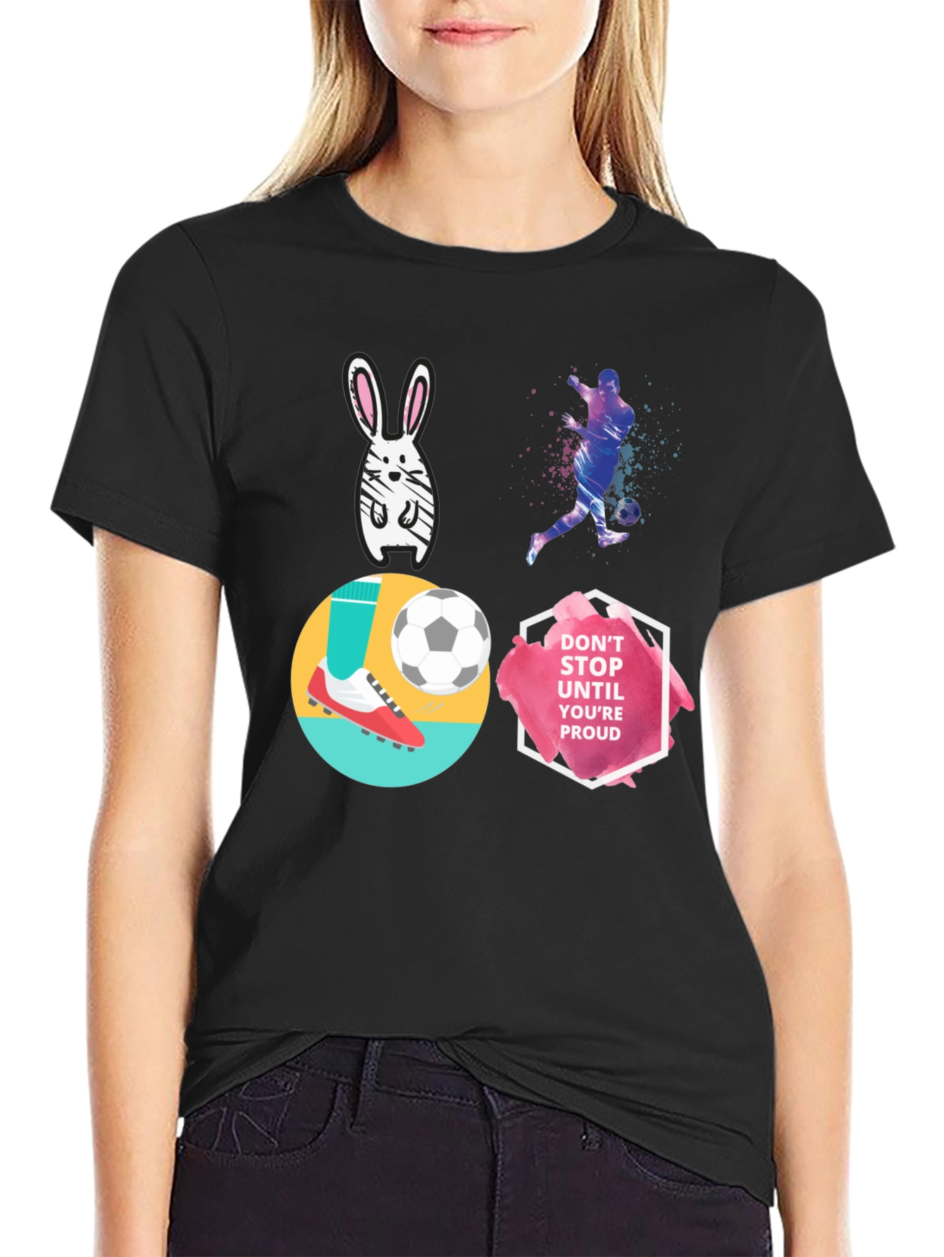 Black Soccer Dreams T-Shirt - Unique Graphic Tee view 2