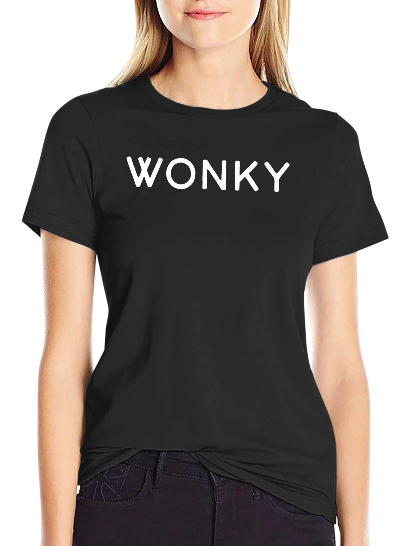 Black Wonky Graphic Tee - Black Casual T-Shirt view 2