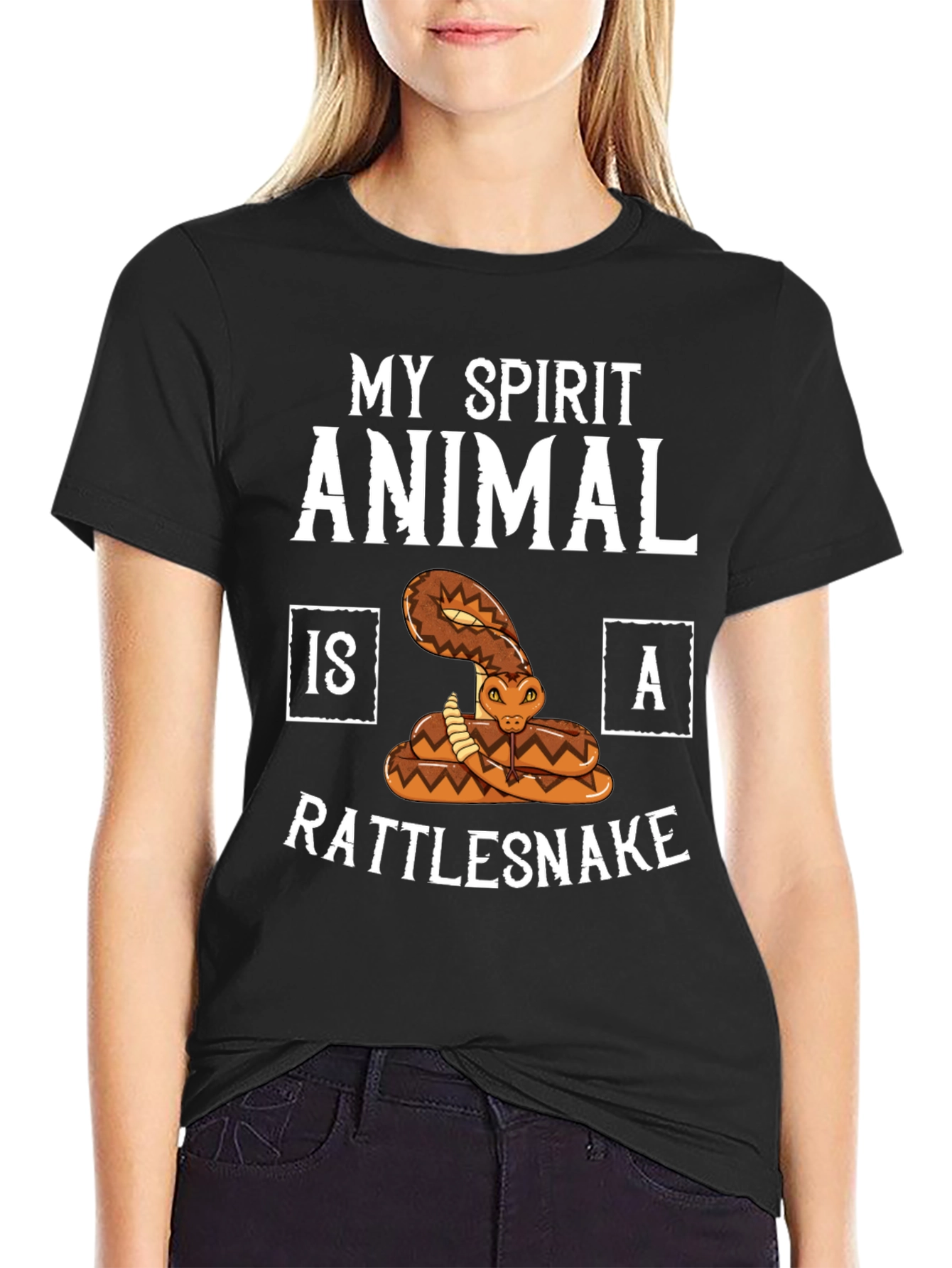 Black Rattlesnake Spirit Animal Graphic T-Shirt view 2