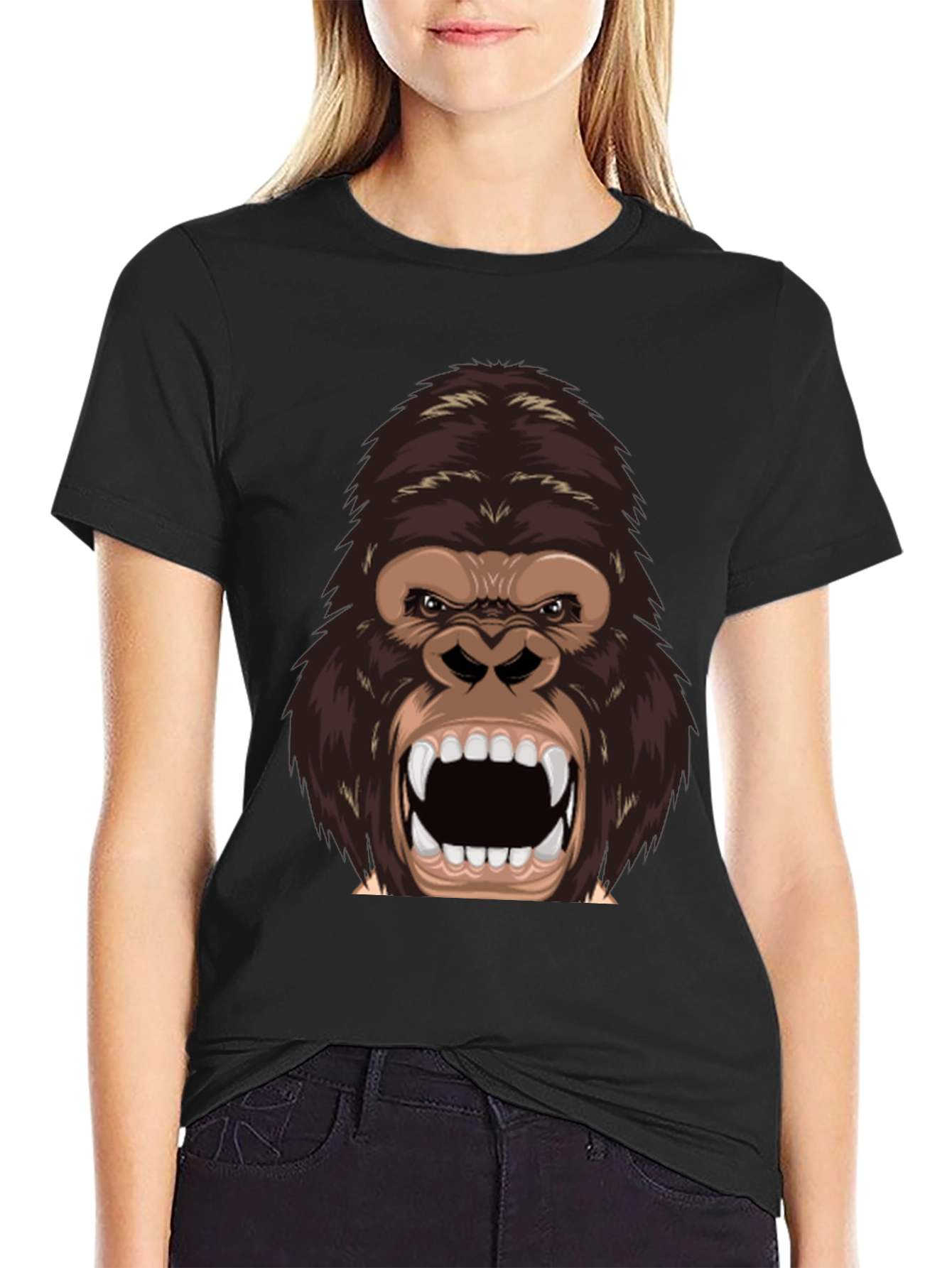Black Furious Gorilla Graphic Tee - Black Cotton Blend Shirt view 2