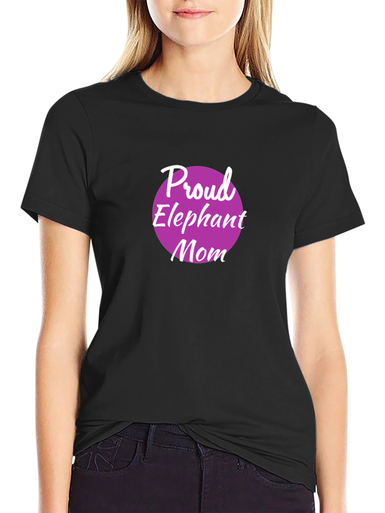 Black Proud Elephant Mom Graphic Tee - Black view 2