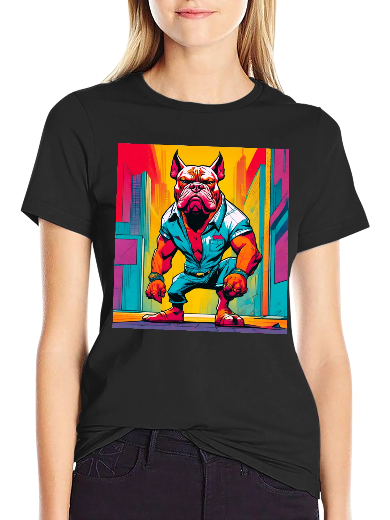 Black Cool Dog Graphic Tee - Urban Style view 2