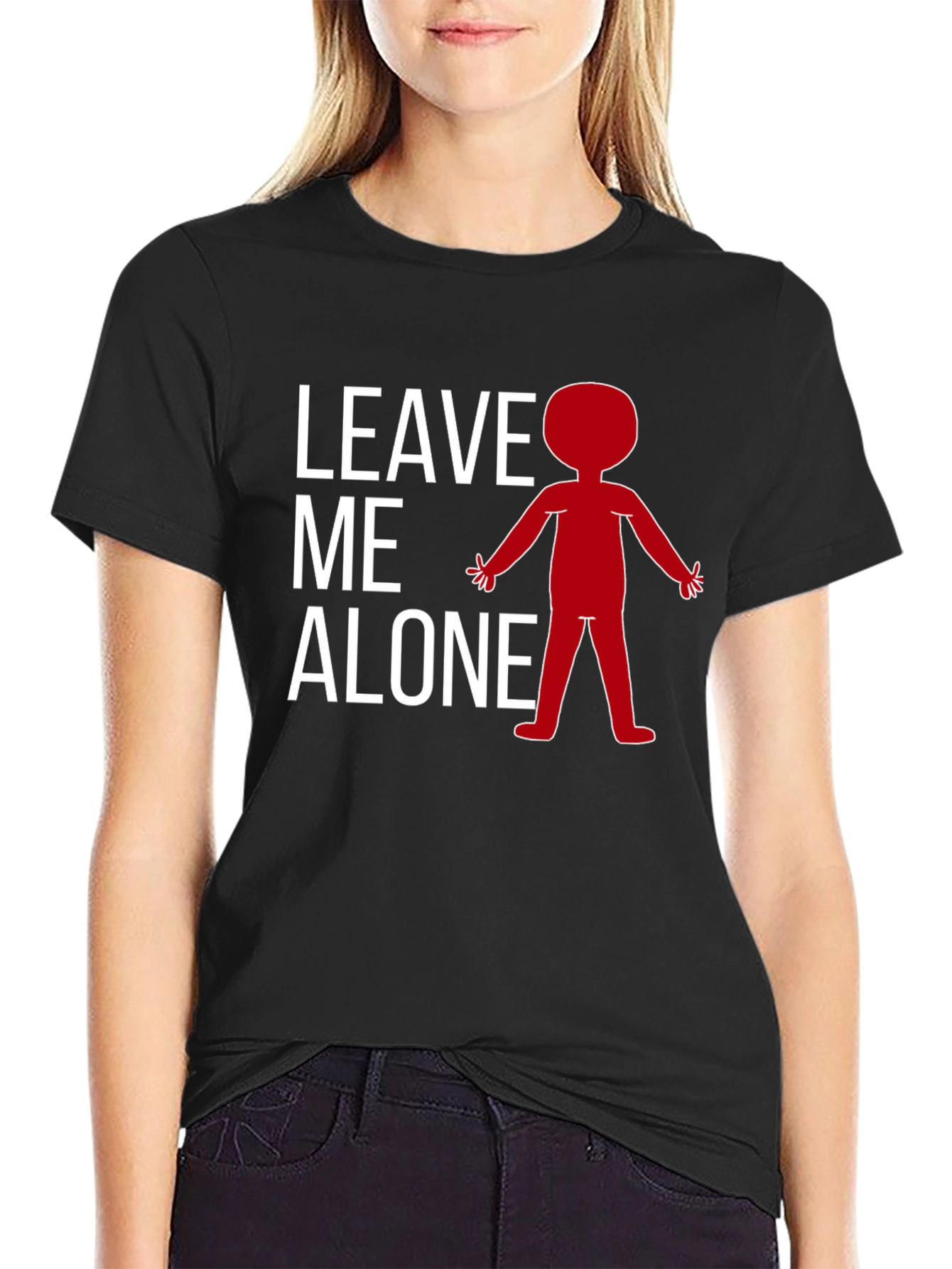 Black Leave Me Alone T-Shirt - Funny Graphic Tee view 2