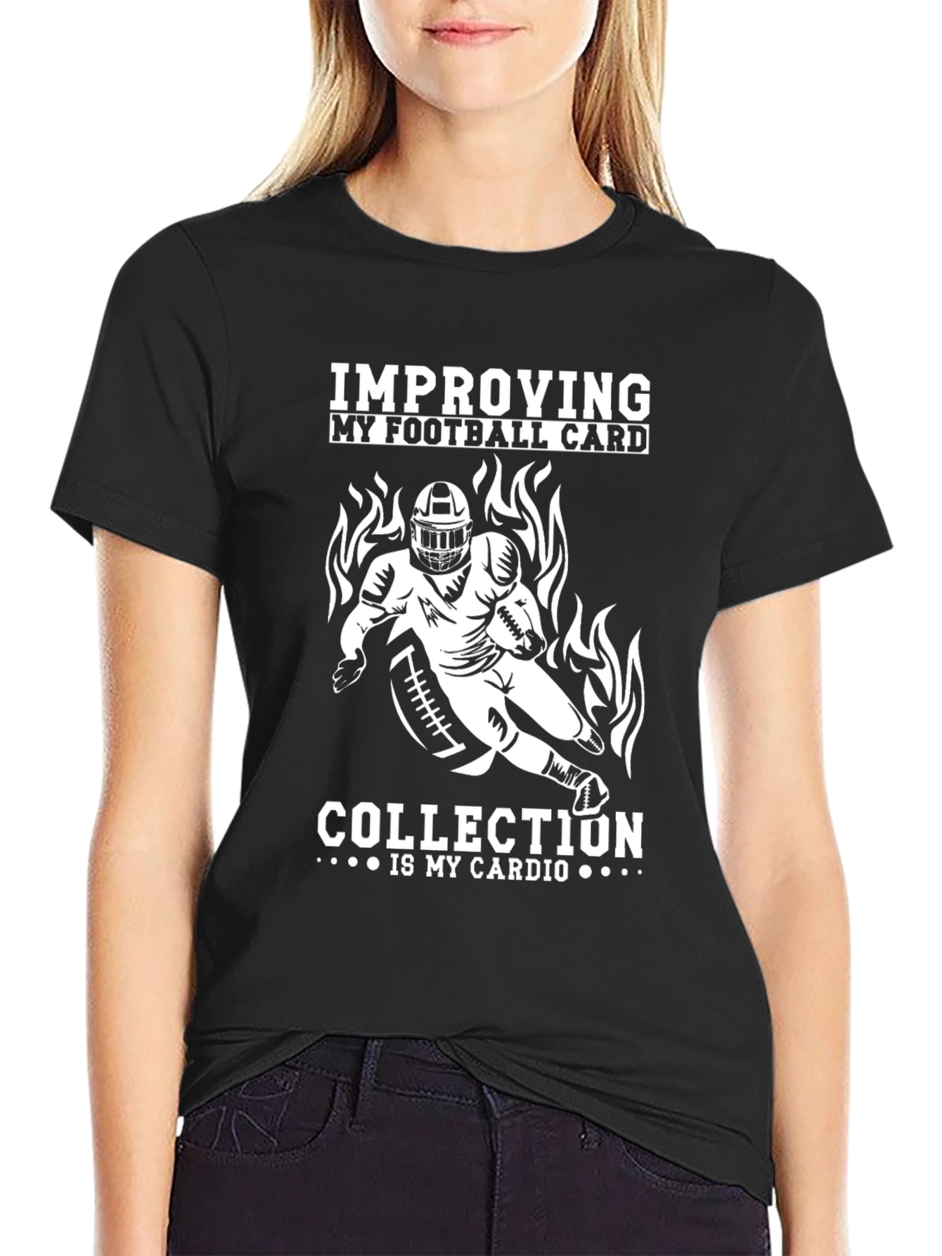 Black Football Card Collection Cardio T-Shirt view 2
