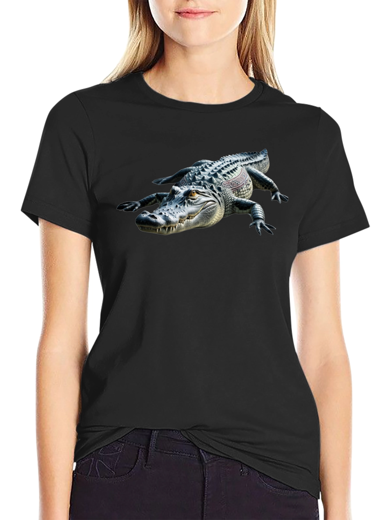 Black Alligator Graphic Black T-Shirt view 2