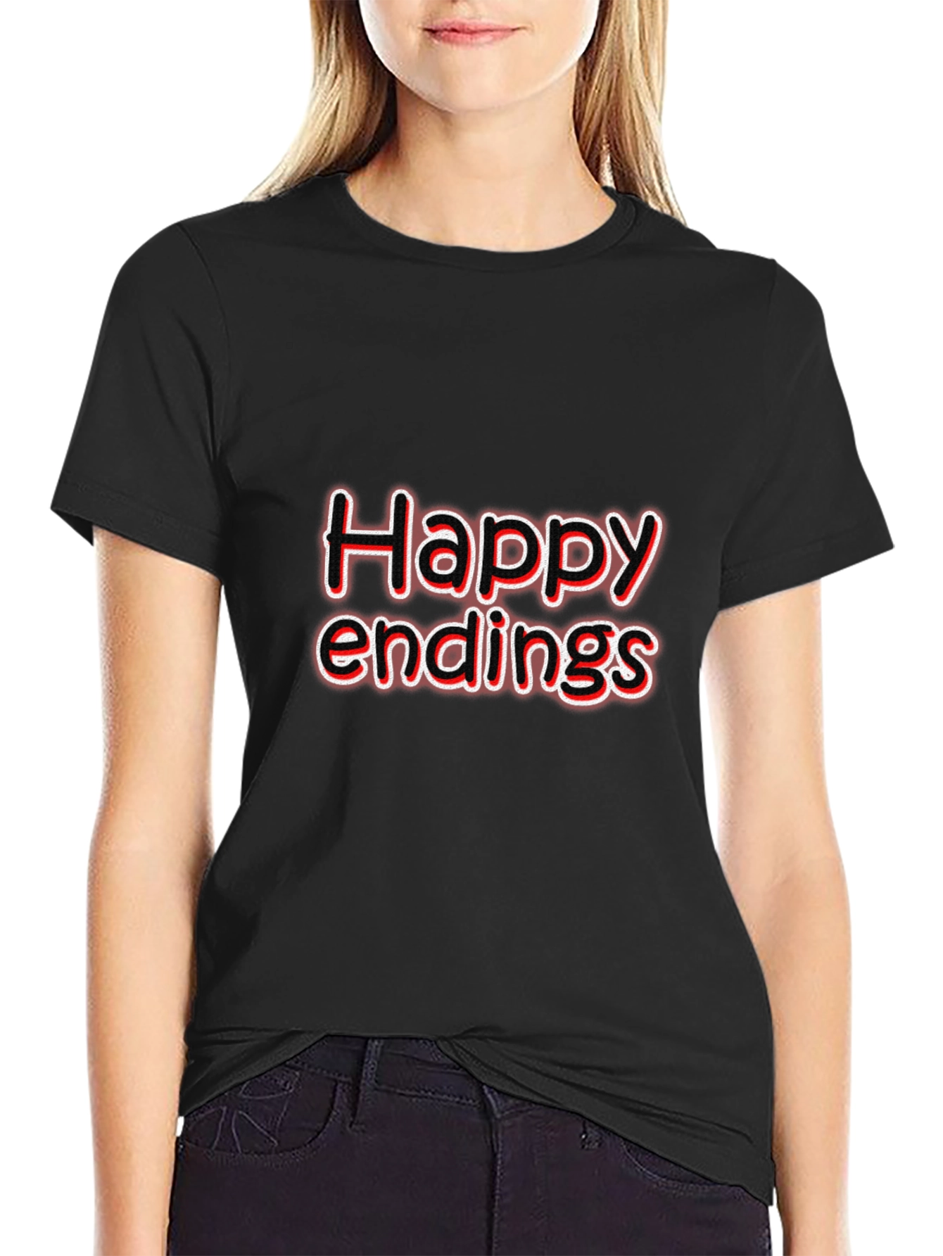 Black Happy Endings Graphic T-Shirt - Black view 2