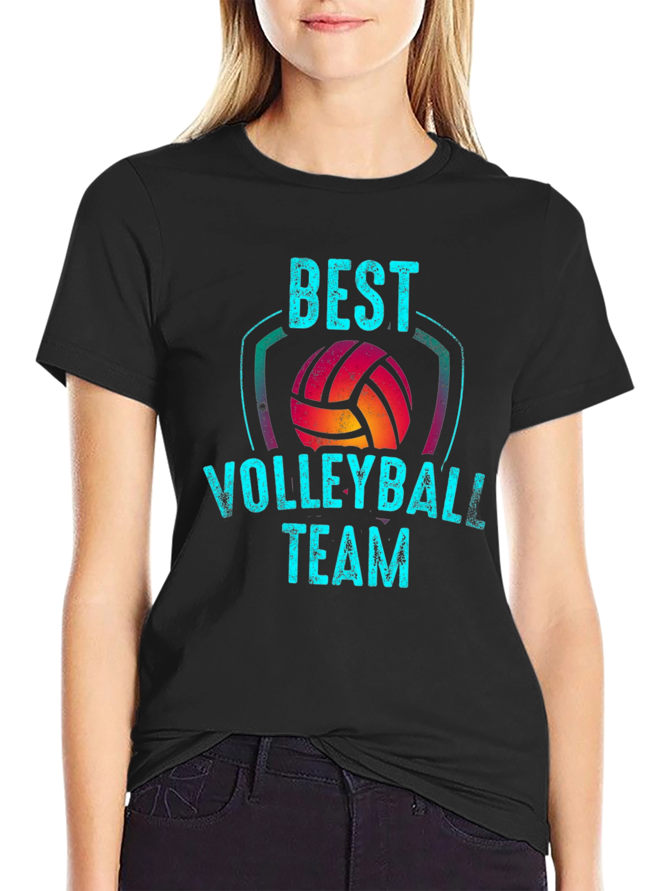 Black Best Volleyball Team Graphic Tee view 2