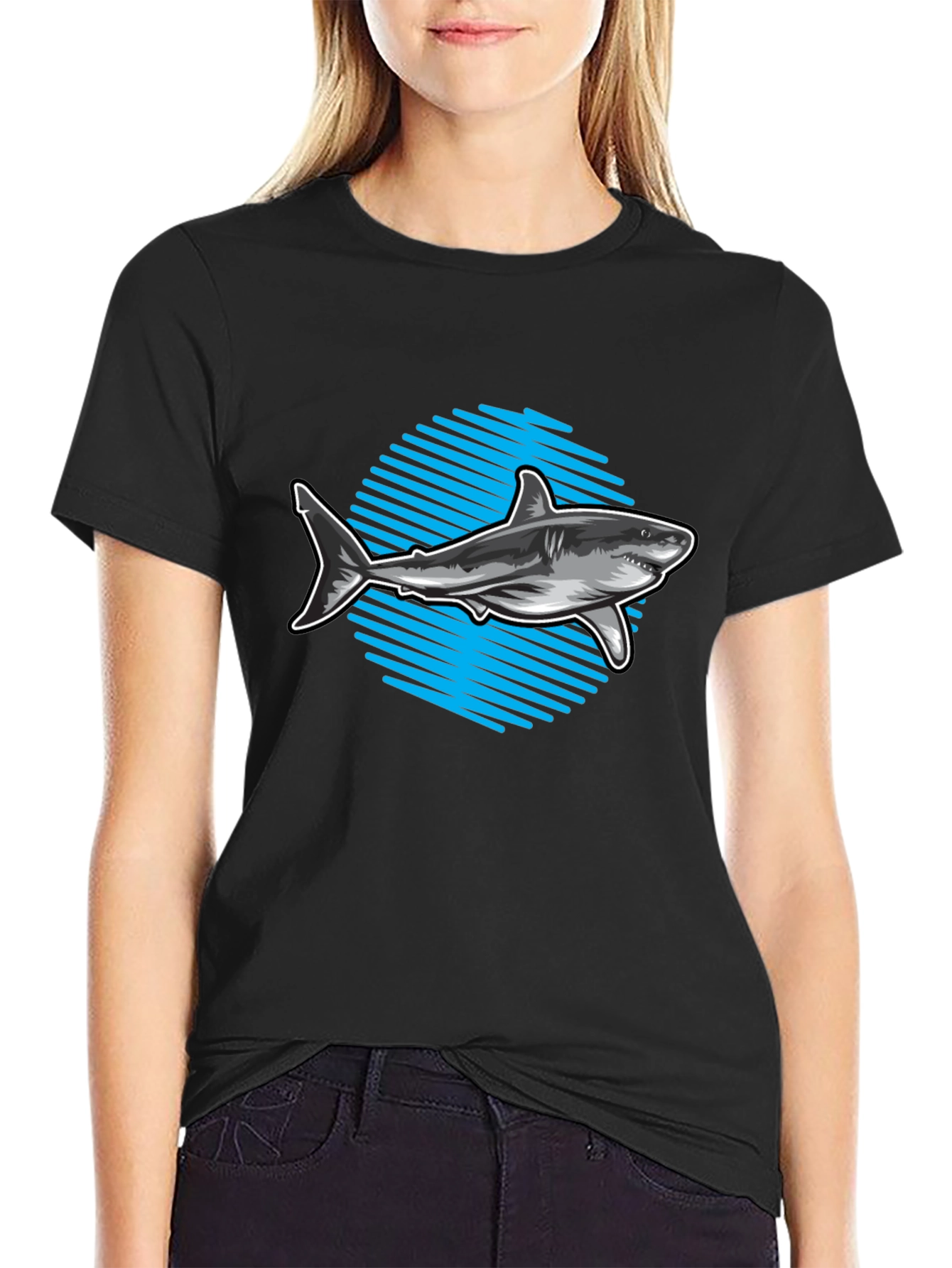 Black Shark Graphic Tee - Men's Black T-Shirt view 2