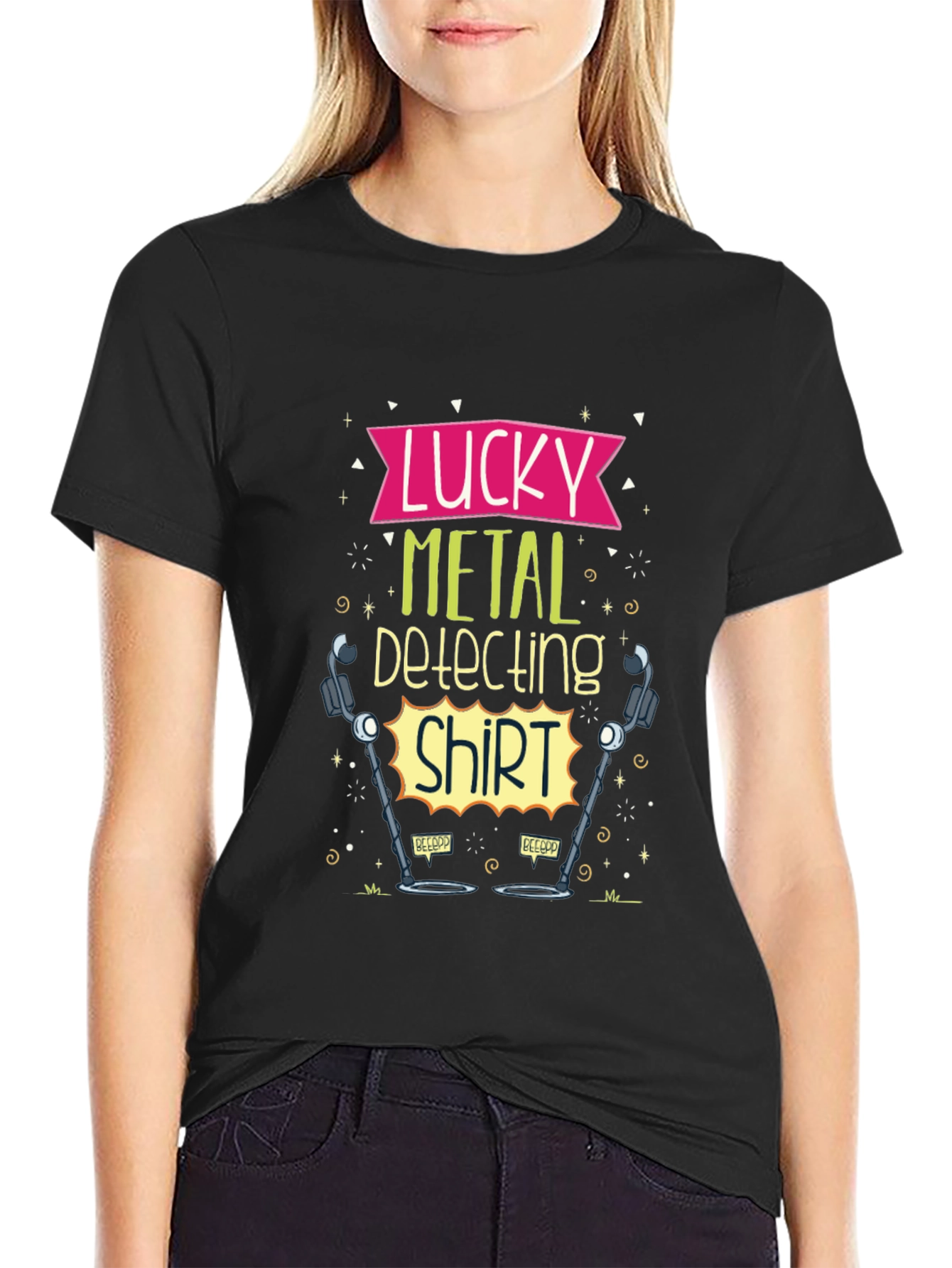 Black Lucky Metal Detecting Shirt - Black Tee view 2