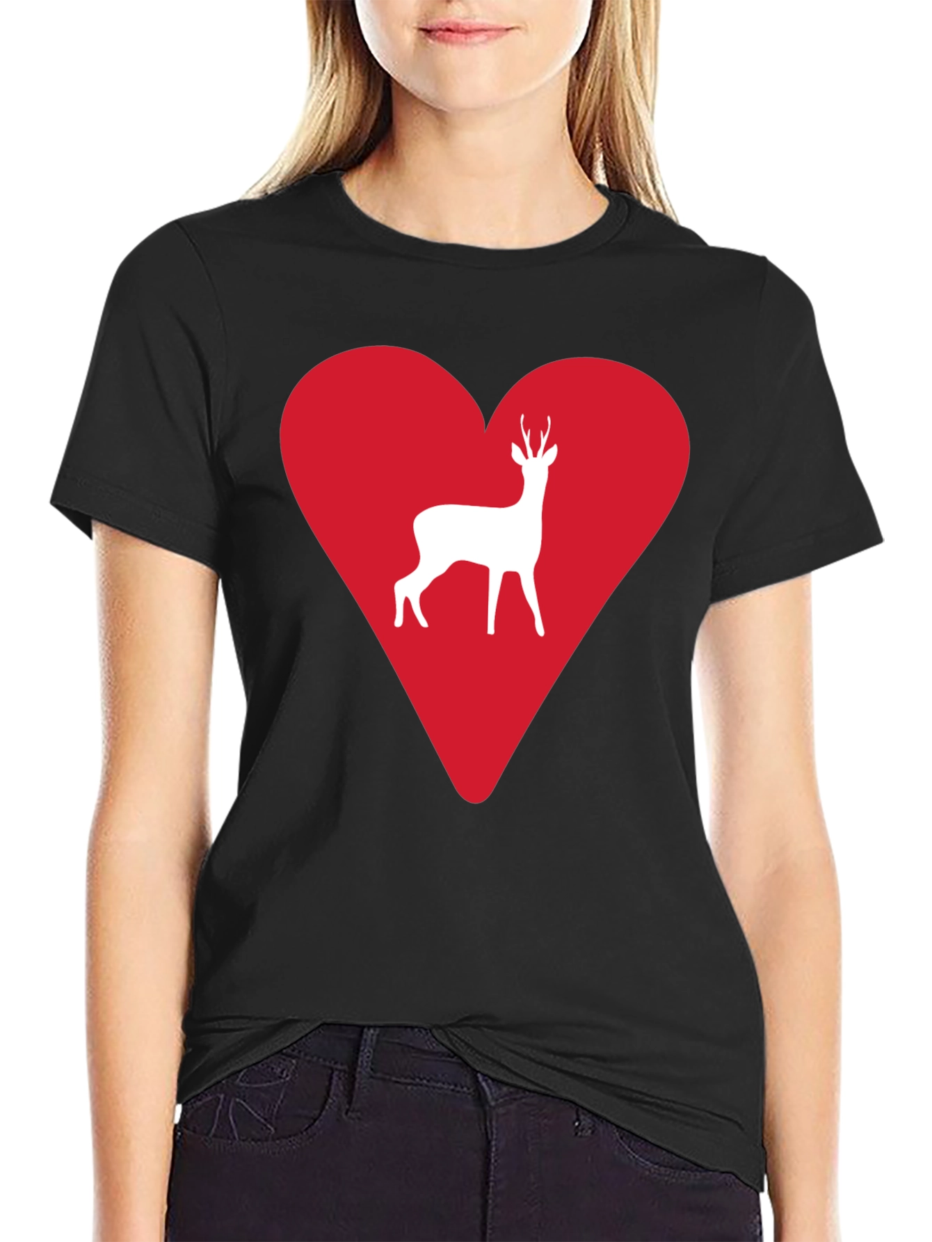 Black Deer Heart Graphic Tee - Men's Black T-Shirt view 2