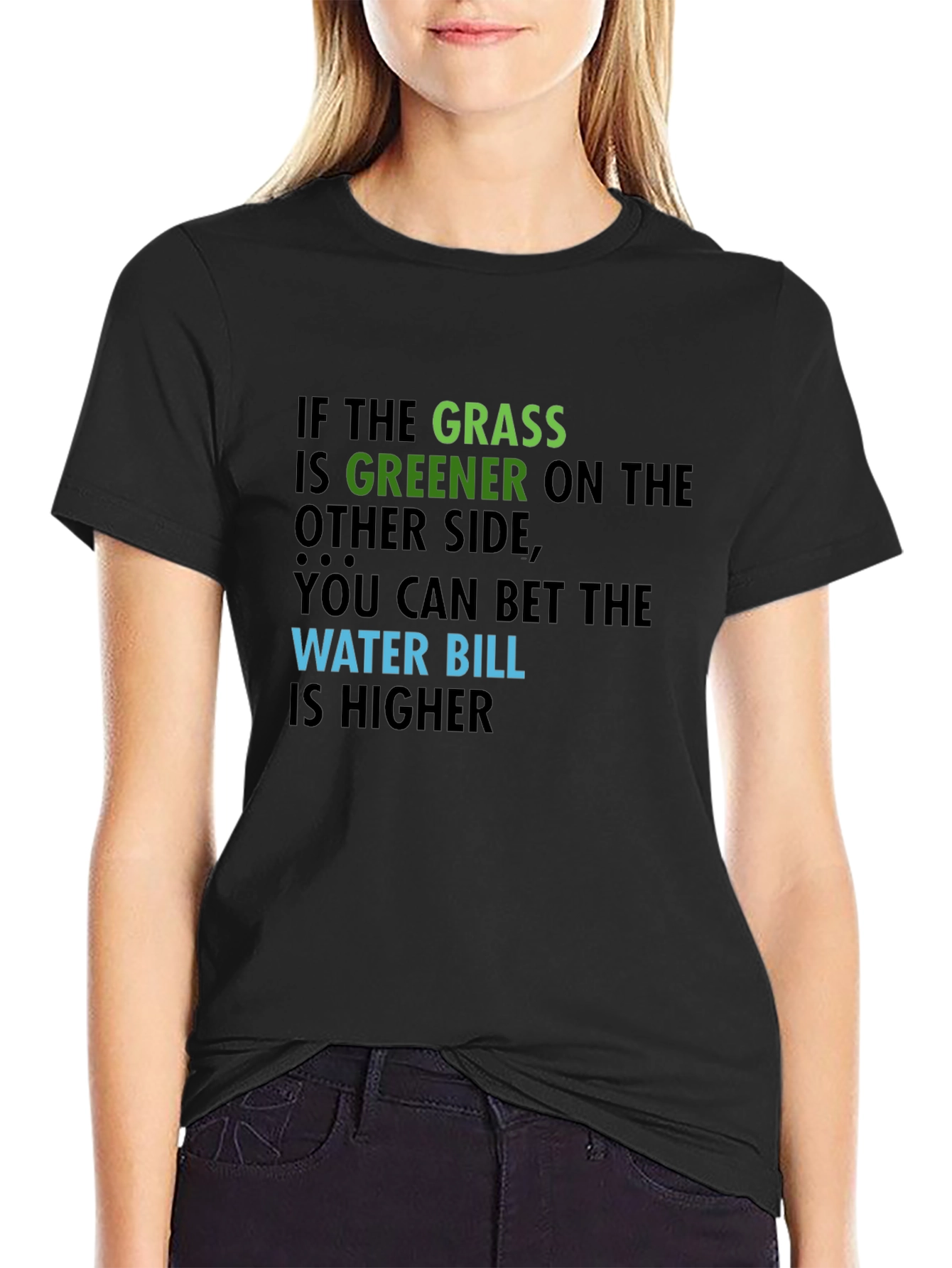 Black Greener Grass Humor T-Shirt view 2
