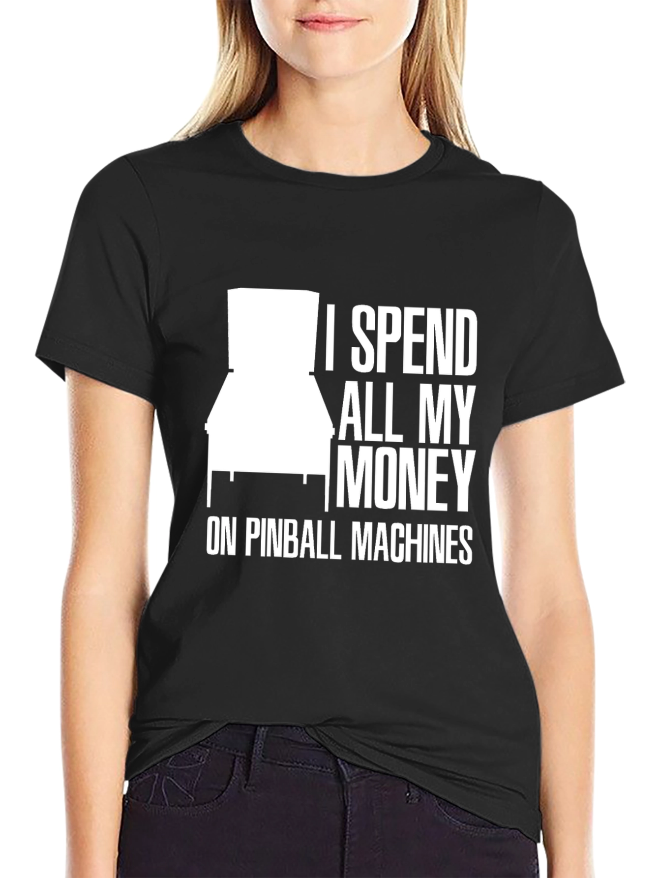 Black Pinball Machine T-Shirt - Gamer Tee view 2